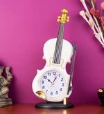 Buy Cream Plastic Funky Lock Decorative Guitar Plastic Desk Clock