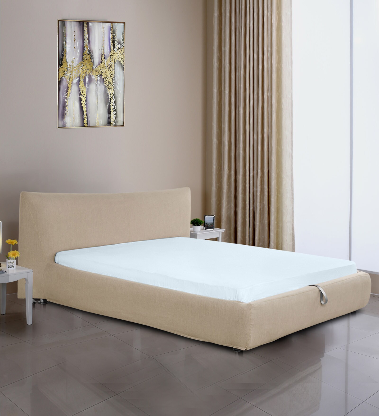 Buy Craft King Bed with Storage in Beige Color by Godrej Interio Online