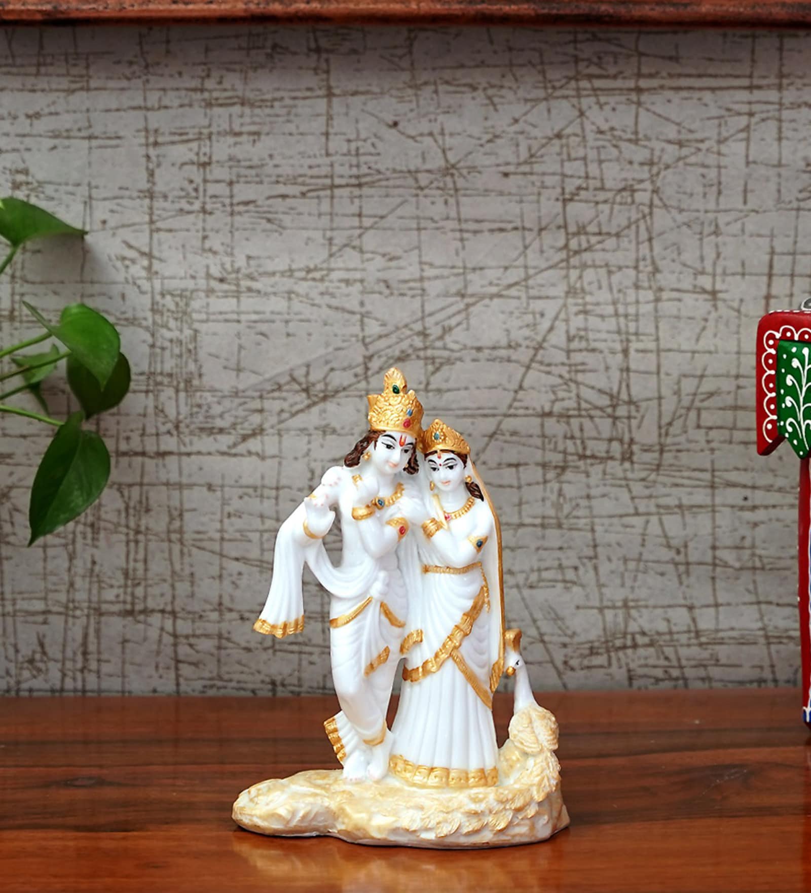 White Ceramic Radha Krishna Statue