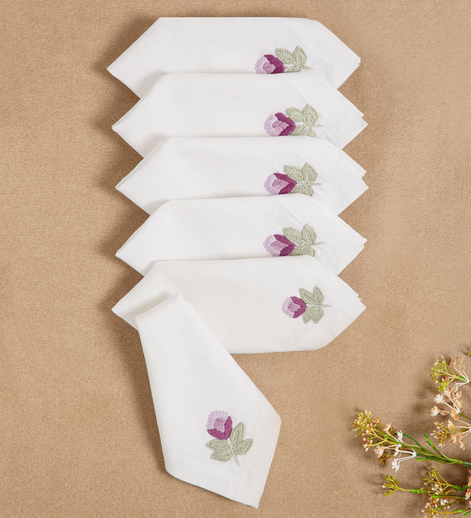 Cream (11 x11 ) Cocktai Cotton Linen (Set of 6) Napkin Sets