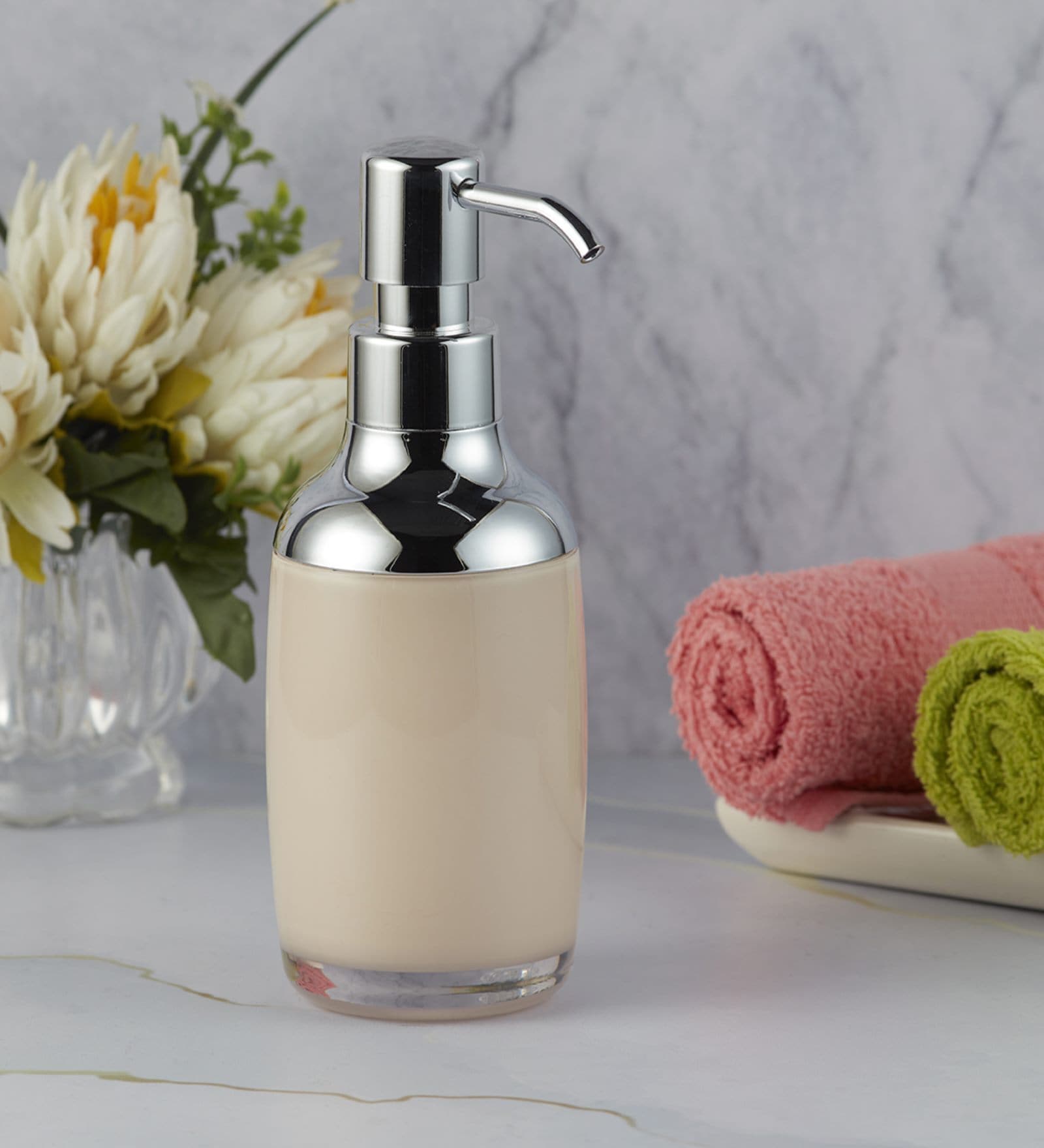 Cream 300 ml Acrylic Liquid Soap Dispenser 