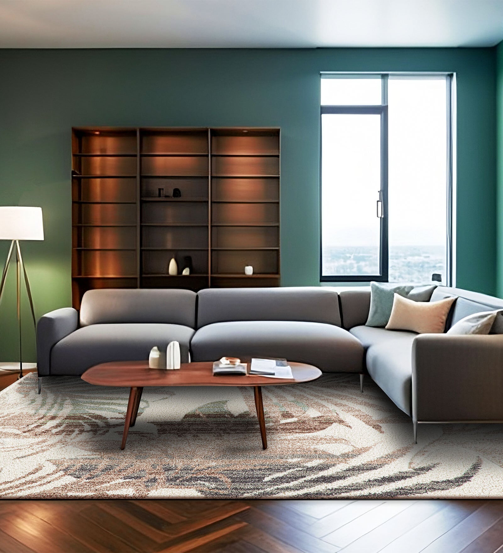 Cream Abstract Wool 3 ft X 5 ft Machine Made Carpet