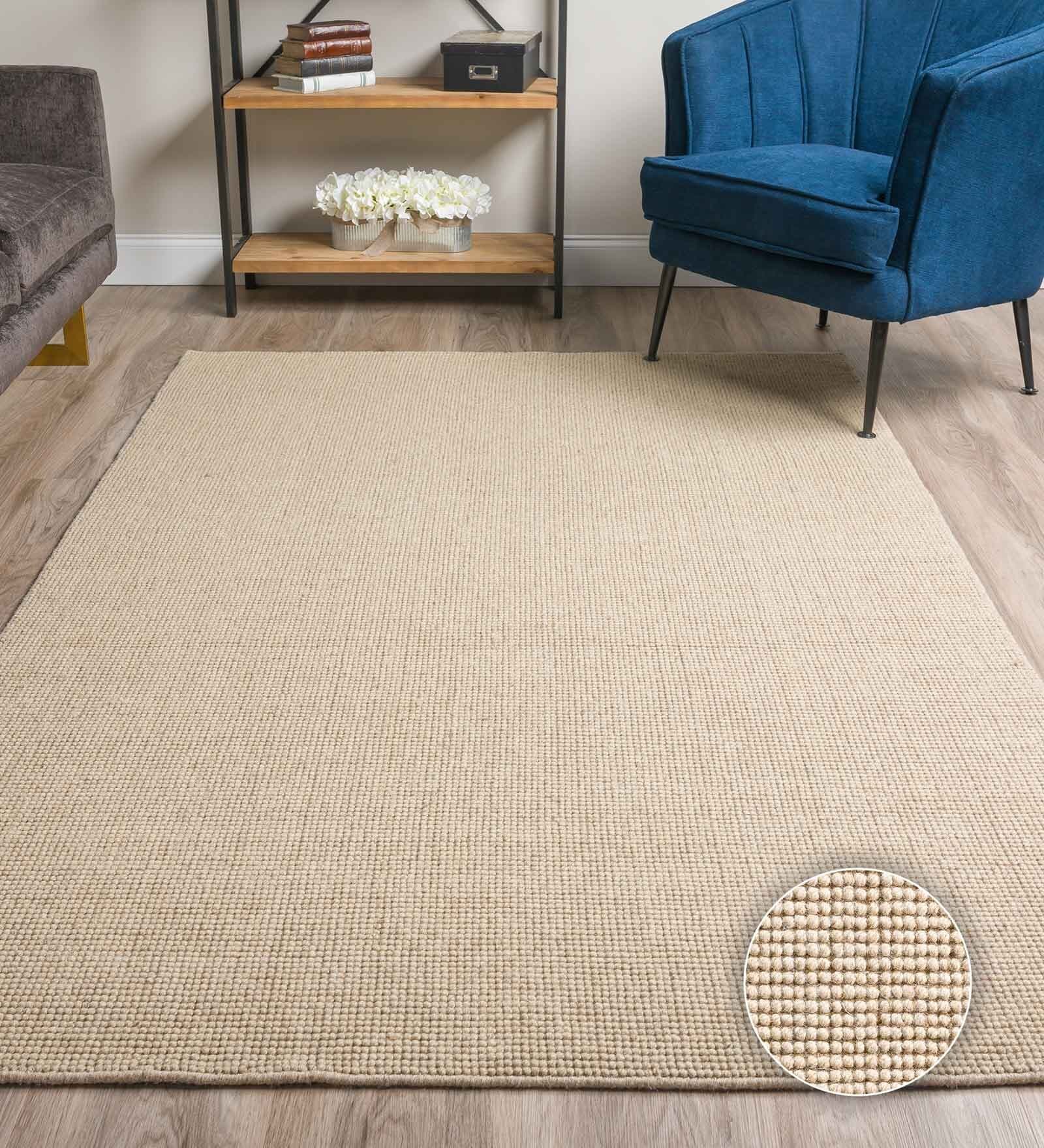 Cream Abstract Wool 9 x 12 Feet Hand Woven Carpet