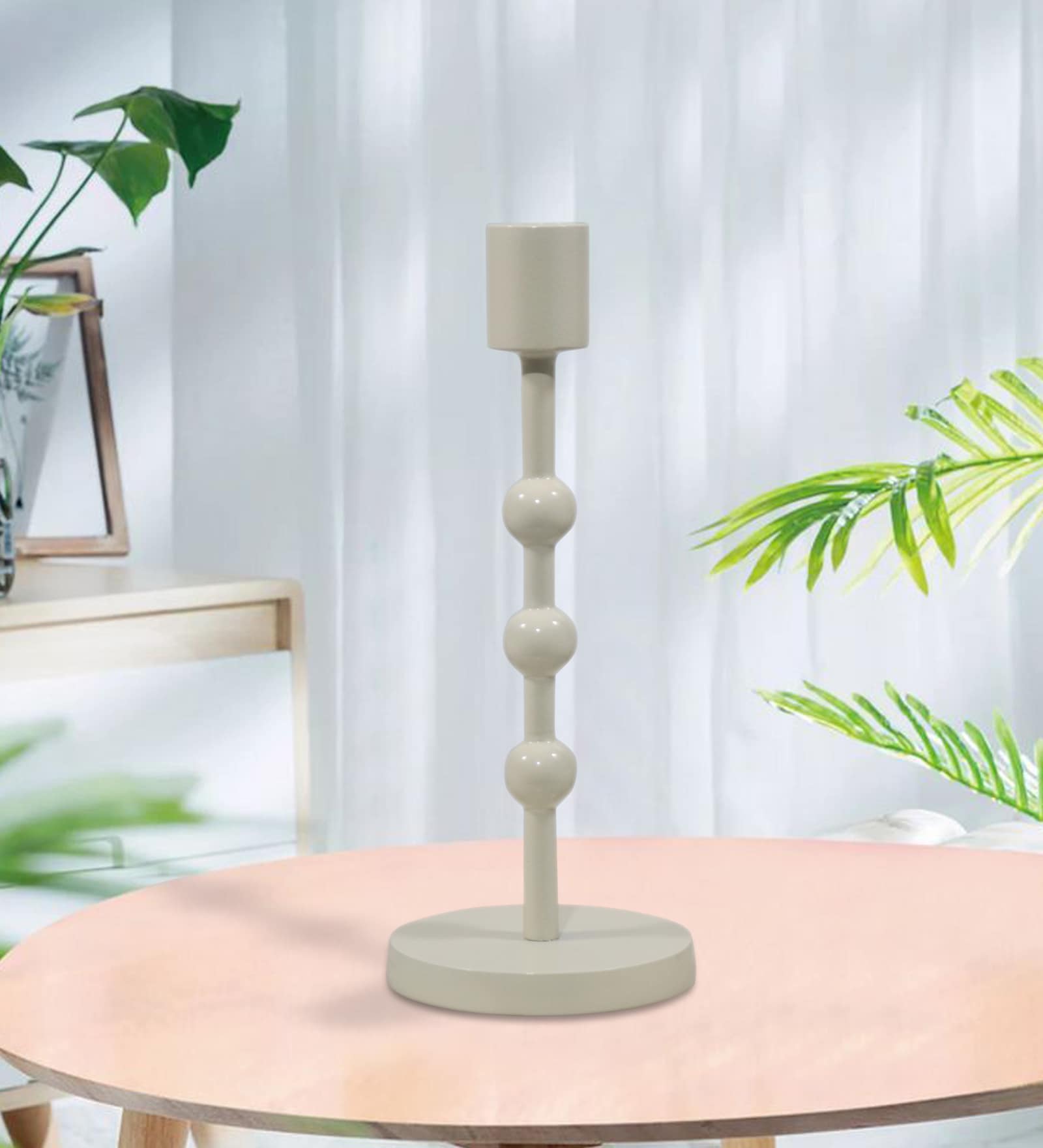 Cream Aluminium Candle Holder