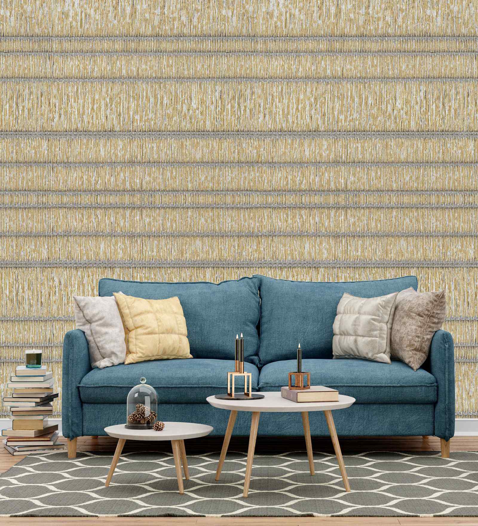 Cream and Grey Striped Textured Wallpaper with Airport Directional Signs