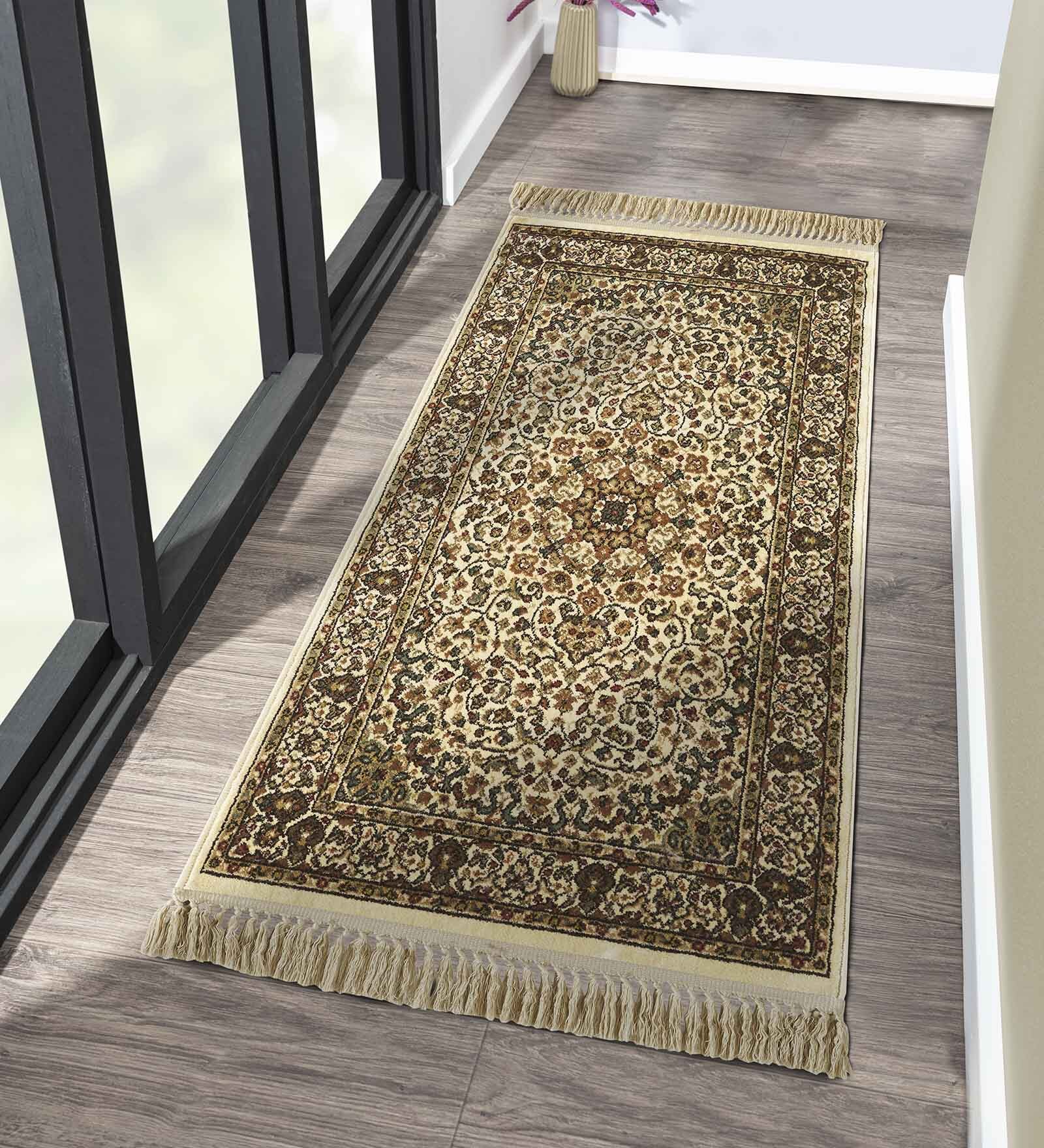 Cream Beige Persian 2x3 Feet Machine Made Runner