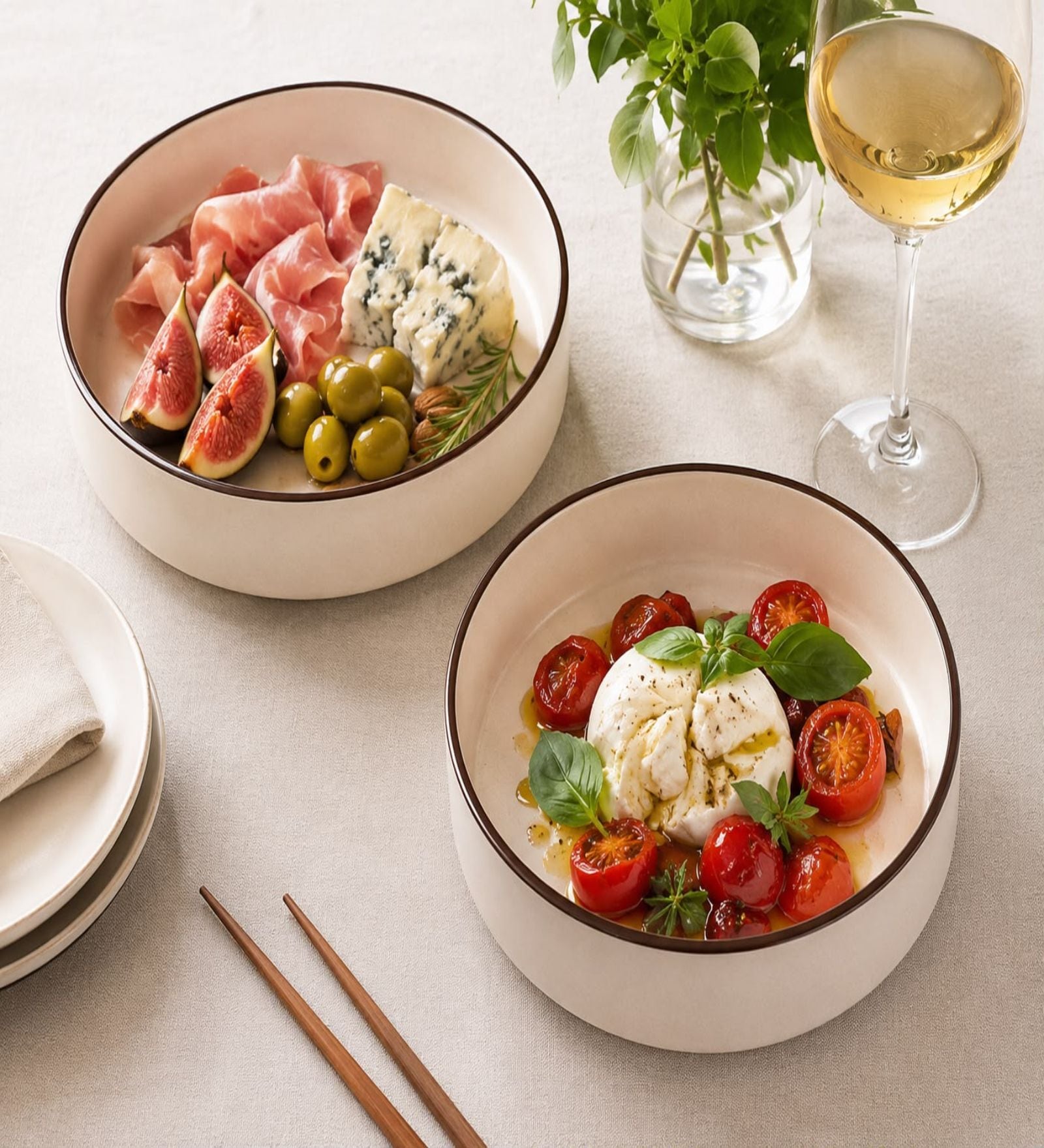 Cream Ceramic Serving Bowl Set of 2 (600 ML)