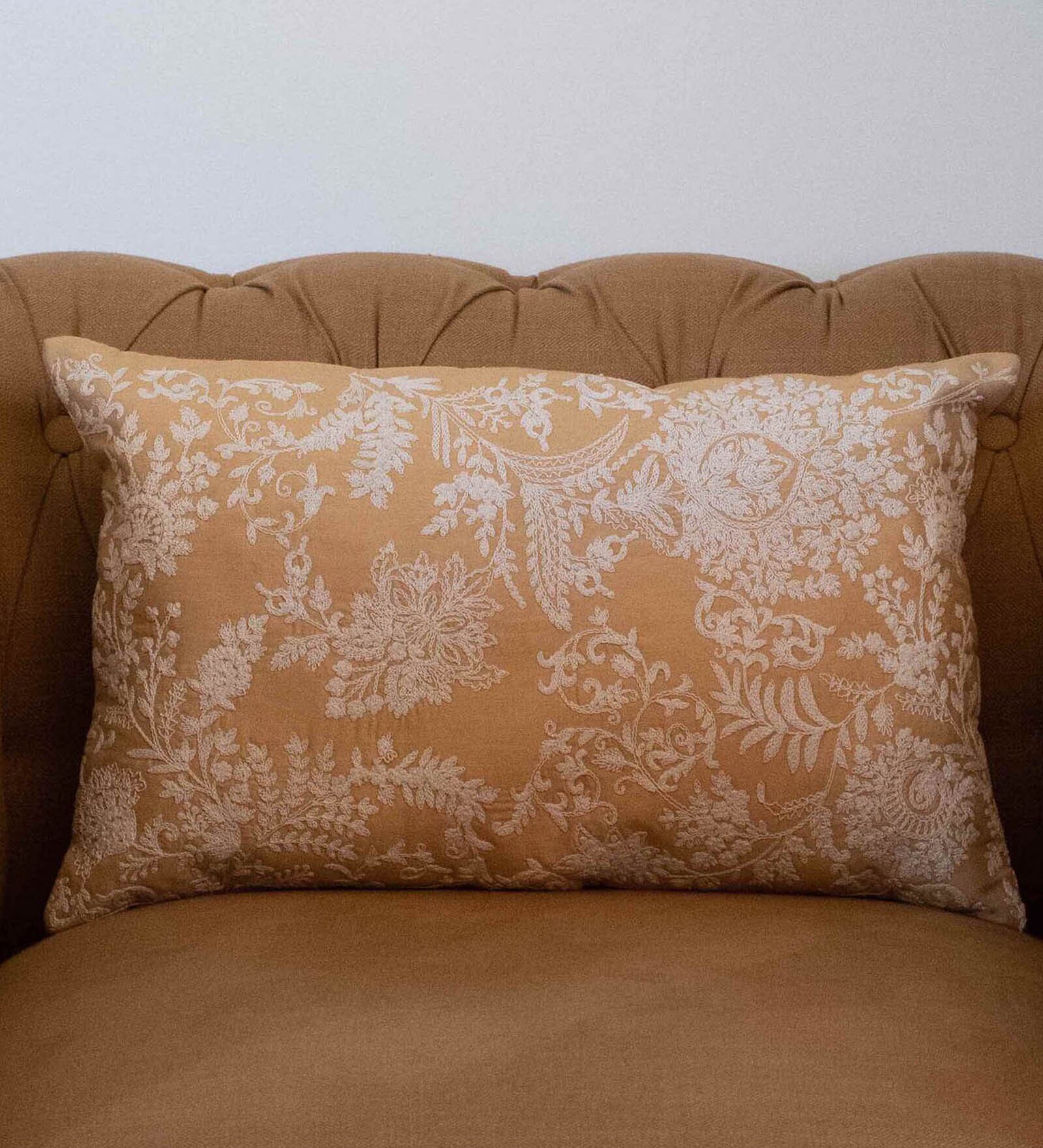 Fuscia Pink Chanderi Silk Applique Cushion Cover