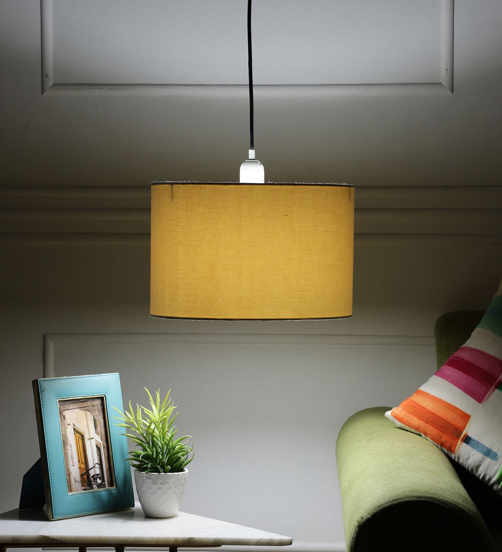 Dijon Cream Cotton Hanging Light