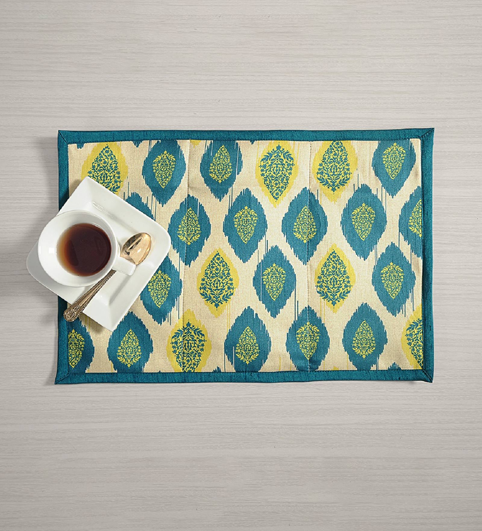 Buy Elijah (17x11) Cream & Green Cotton (Set of 4) Placemat at 40 OFF