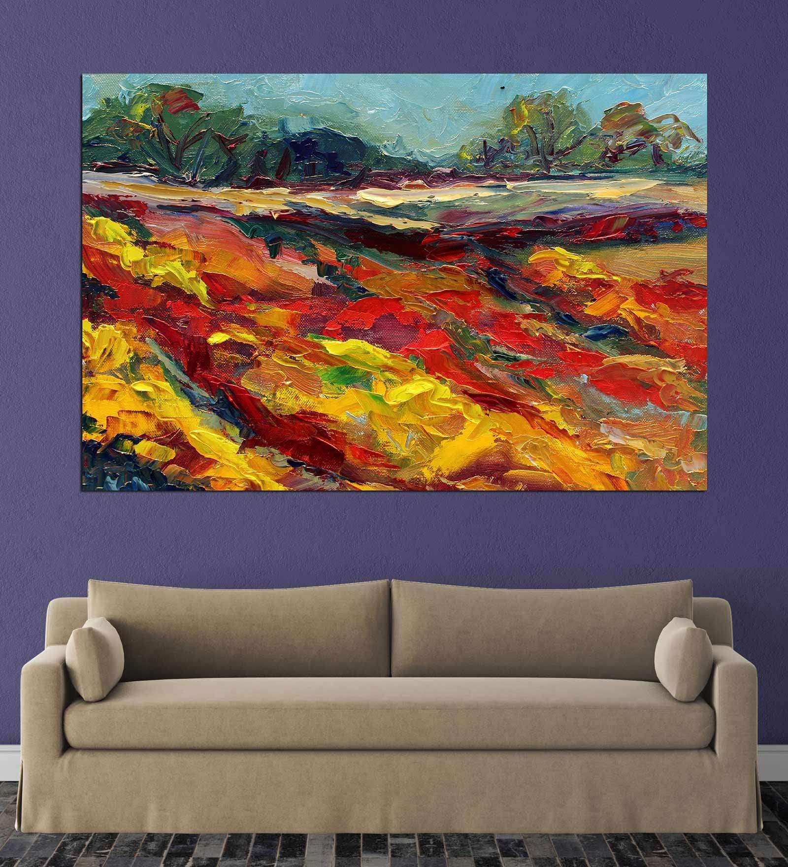 Buy Landscape In Cream Canvas Framed Art Print (33 x 21 Inches) By