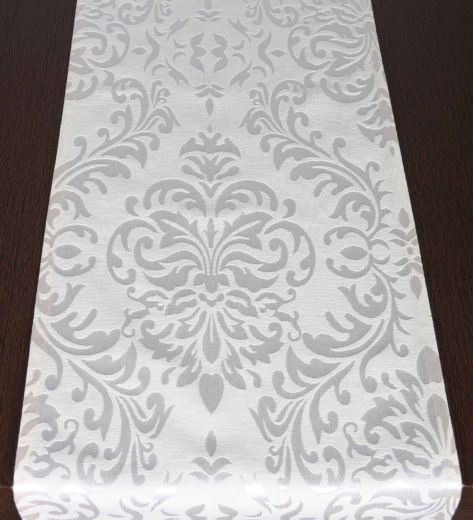 Cream Hallway Damasc Cotton Jacquard (96 x 13) Table Runner