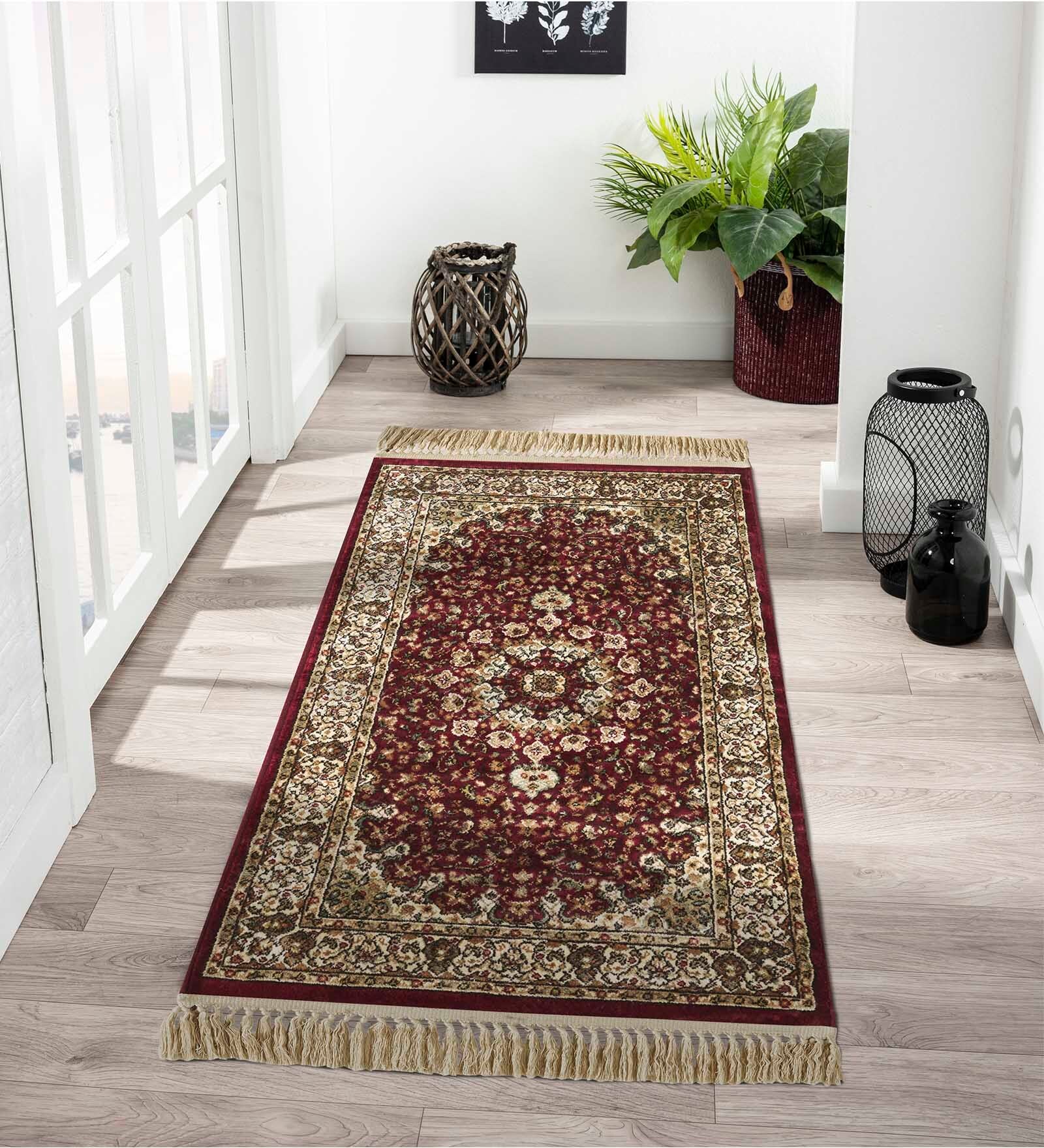 Cream Maroon Persian 2x3 Feet Machine Made Runner