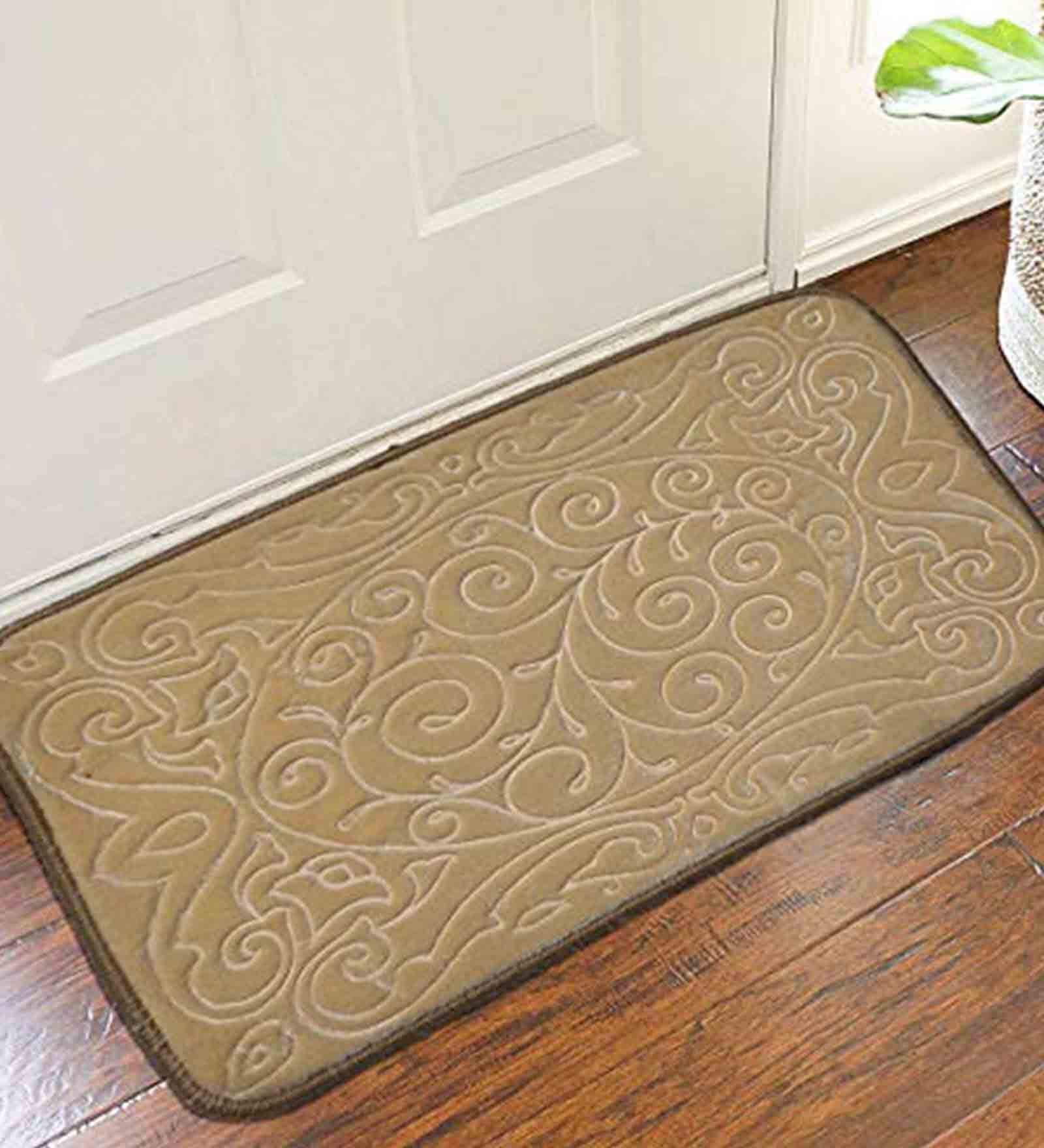 Buy Cream Traditional Fleece 15 x 23 Inches Anti Skid Door Mat by