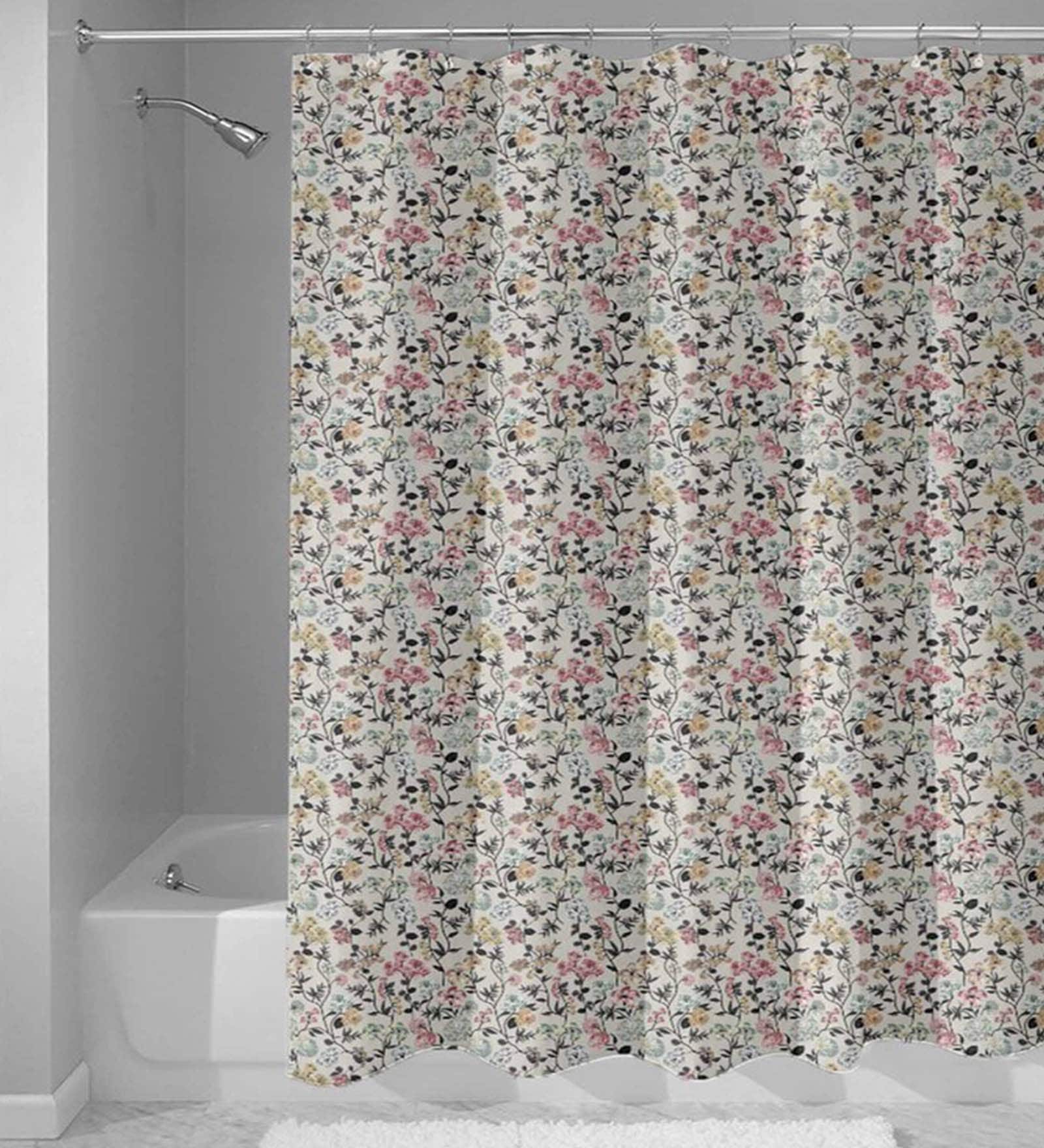 Multicolour Floral Nylon Shower Curtain (Length: 84, Width: 48 inches)
