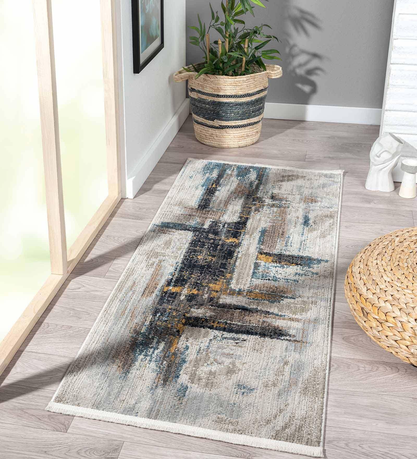 Cream Polyester 5 x 2 Feet Machine Bedside Runner