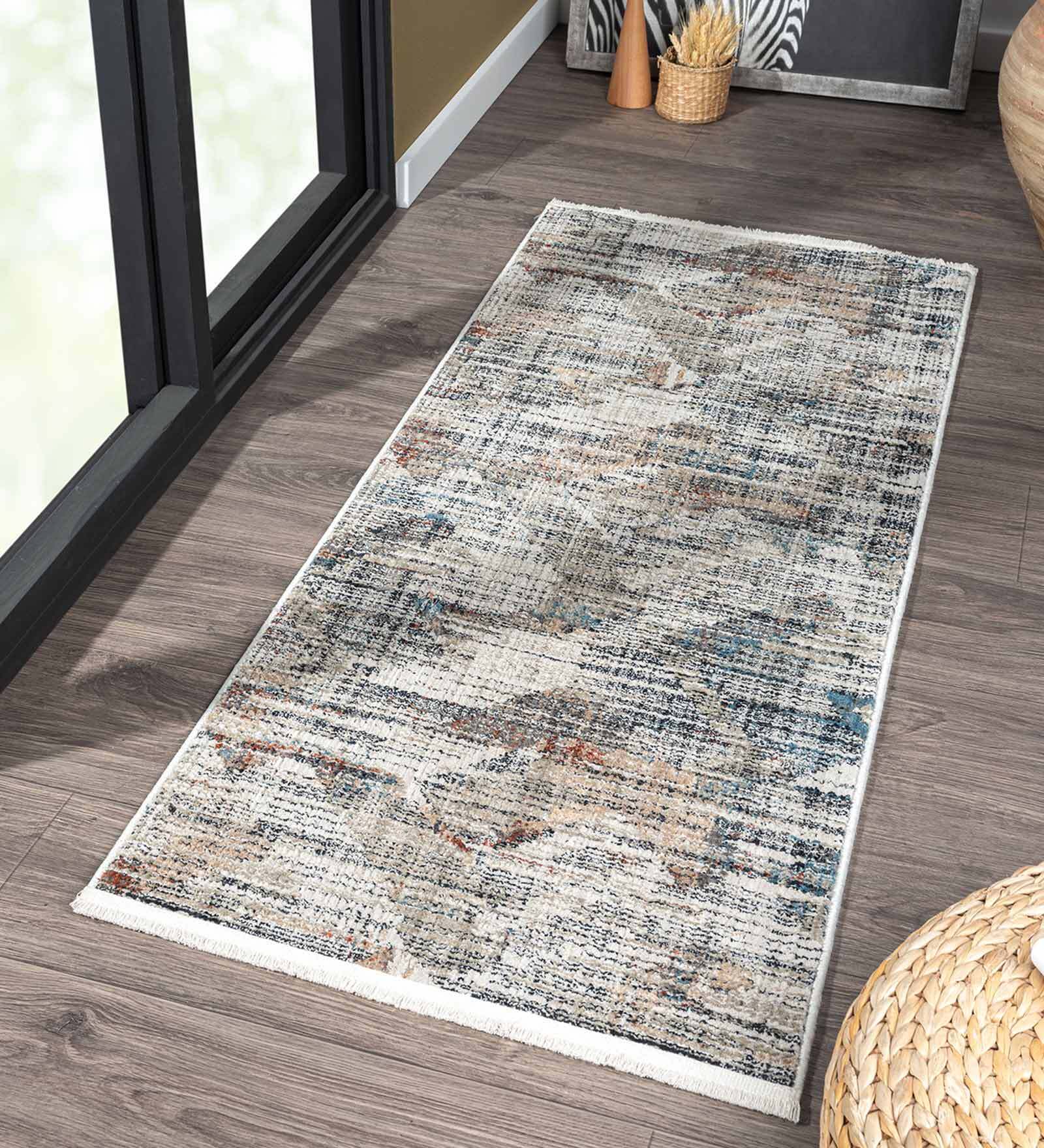 Cream Polyester 5 x 2 Feet Machine Bedside Runner