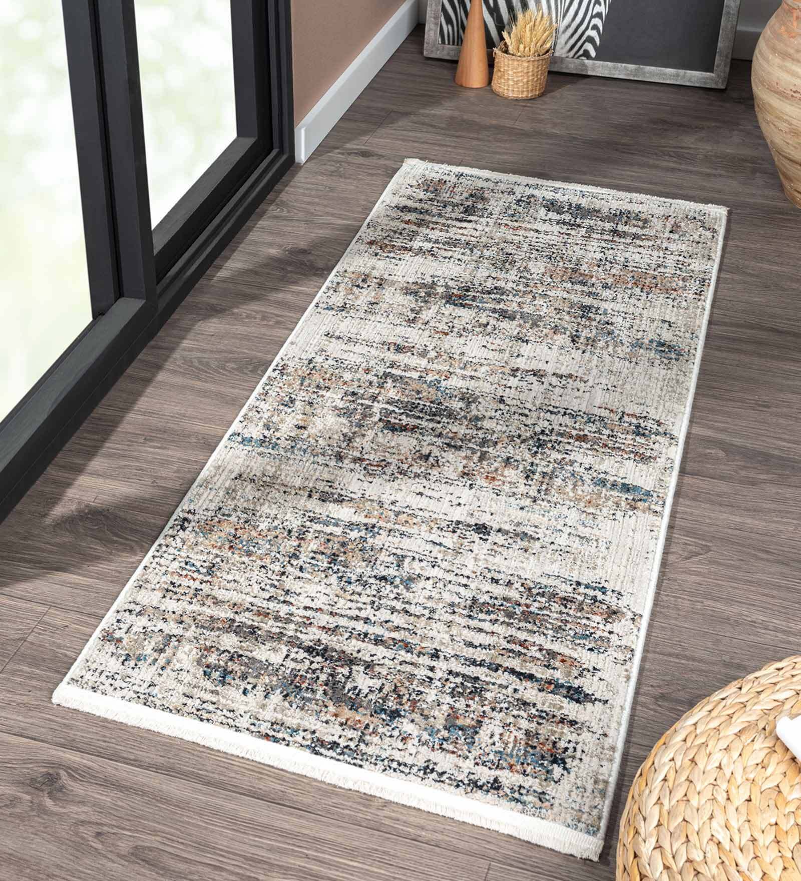 Cream Polyester 5 x 2 Feet Machine Bedside Runner