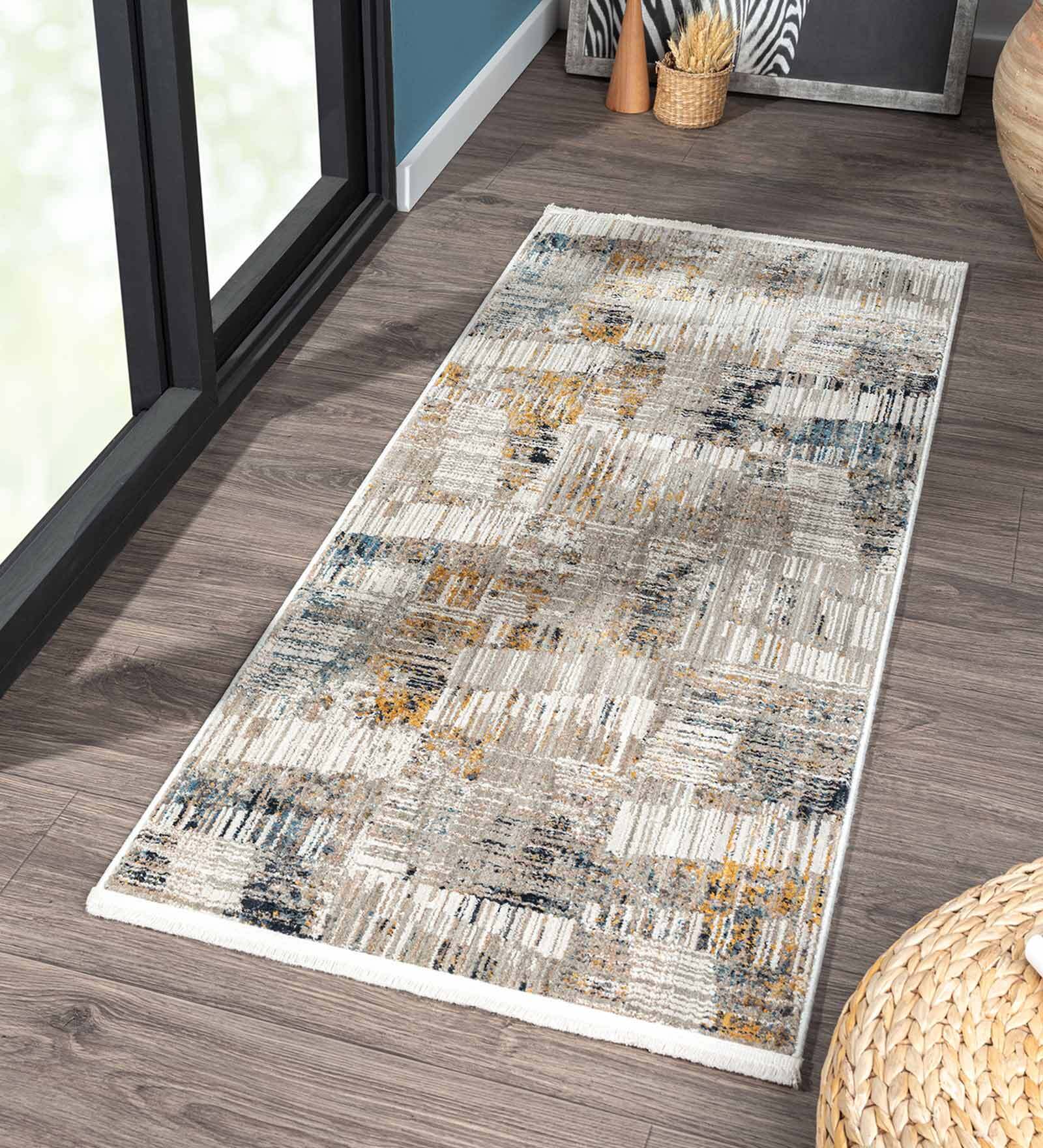 Cream Polyester 5 x 2 Feet Machine Bedside Runner