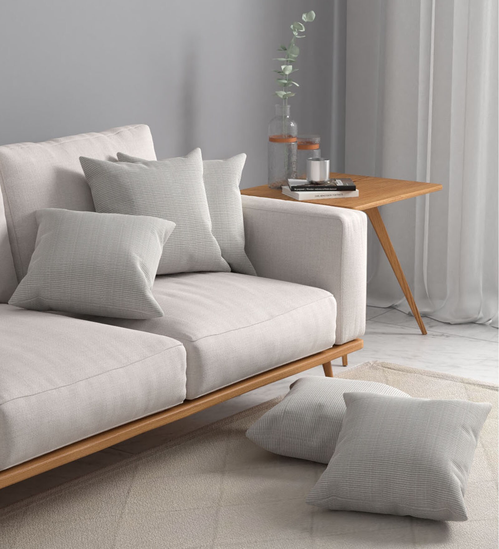 Cream Textured Polyester 16 x 16 Inches Cushion Covers (Pack of 5)