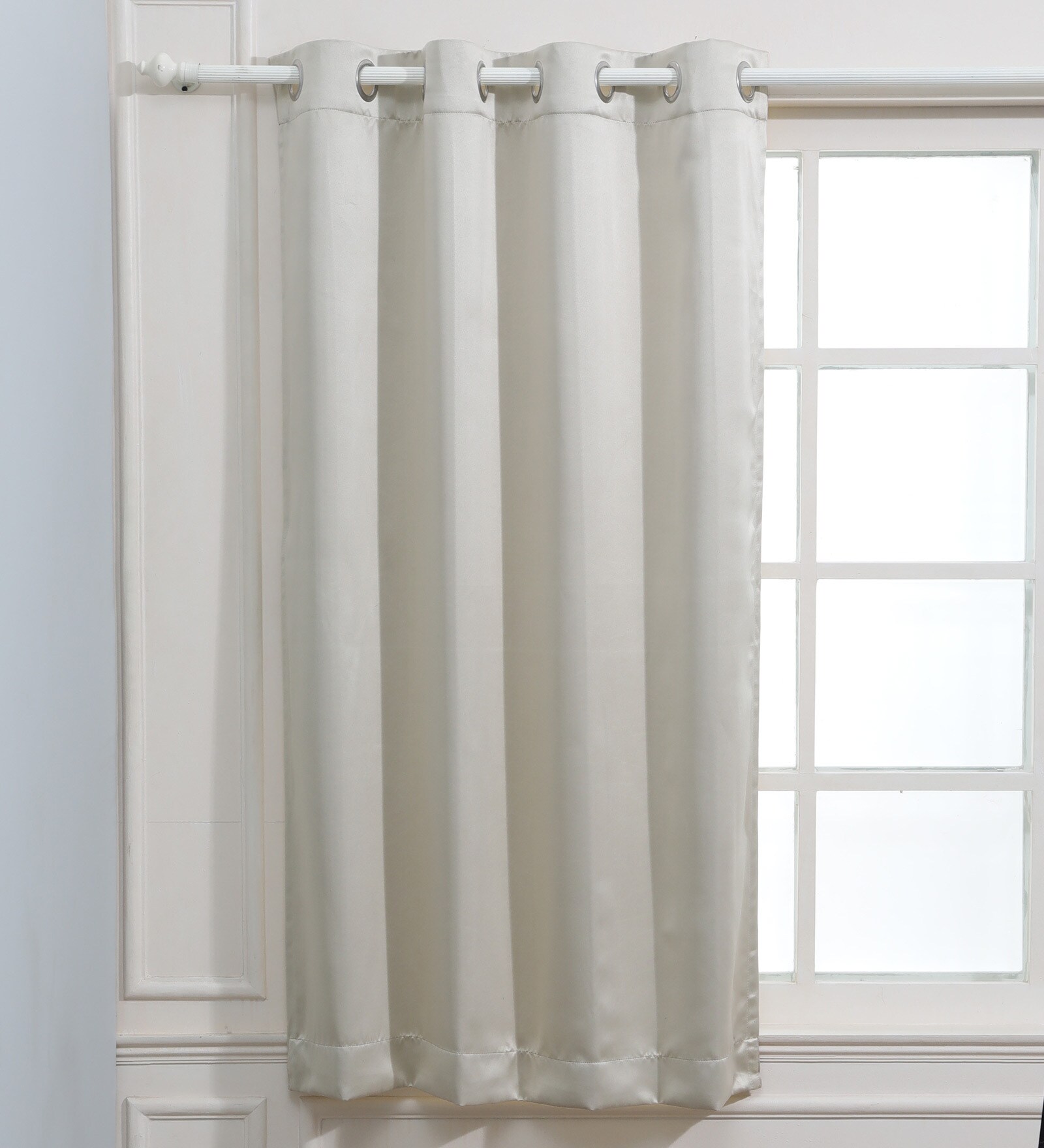 Cream Solid Polyester 5 Ft Blackout Eyelet Window Curtain