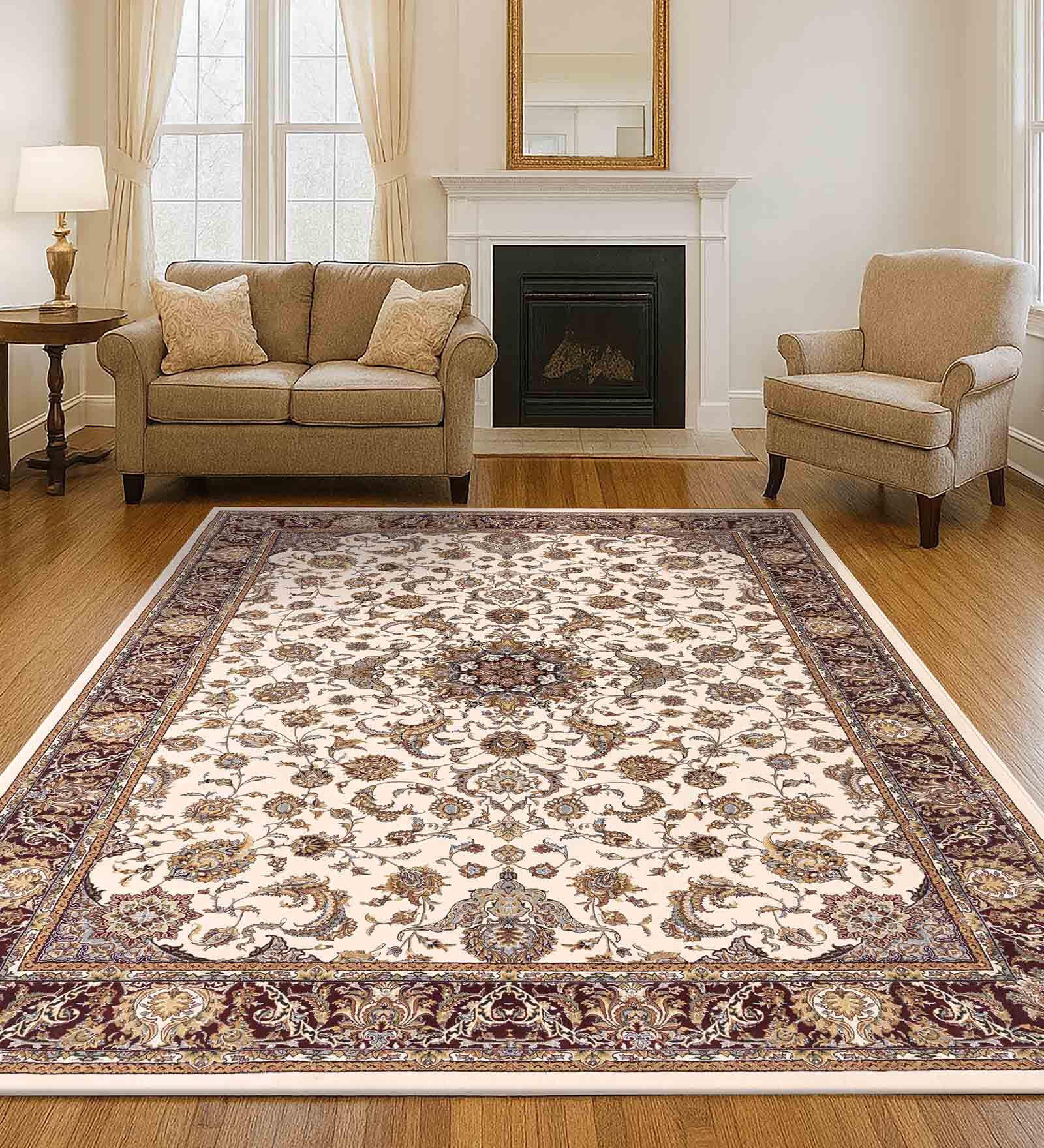 Cream Polypropylene Antistatic 160X230Cm Carpet With Cotton Backing