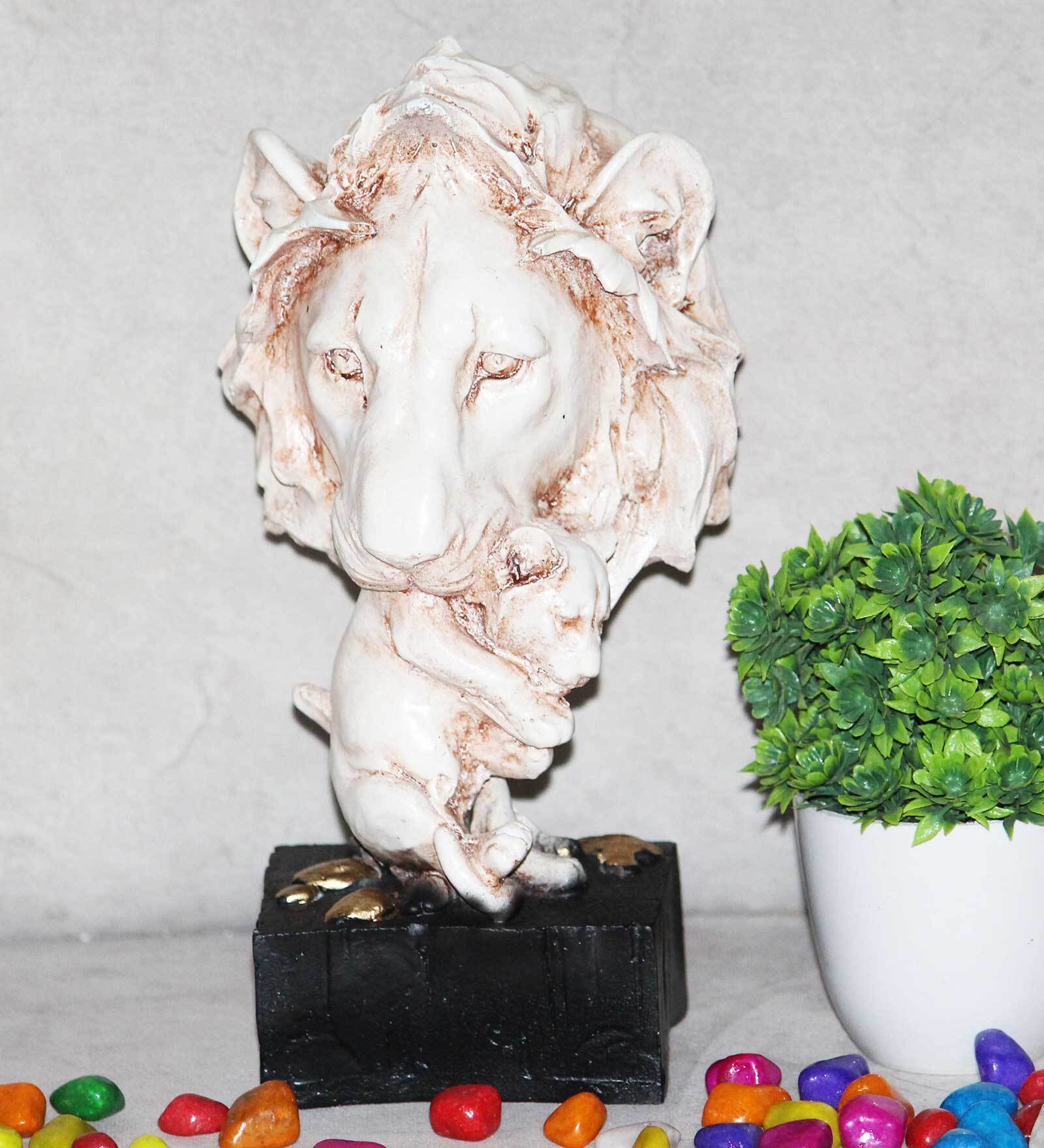 Cream Resin Tiger Showpiece