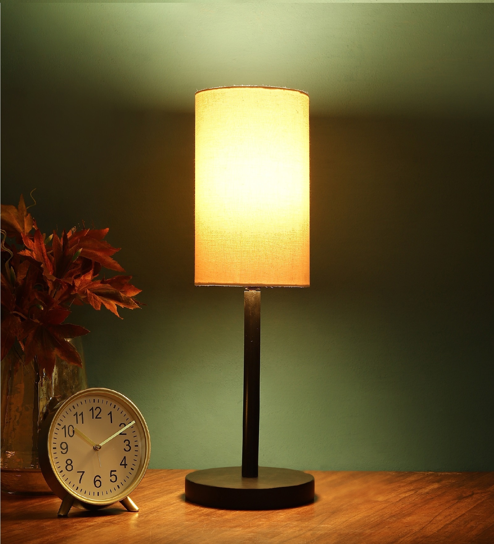 Buy Kardish Cream Fabric Shade Night Lamp With Metal Base At 34% Off By 