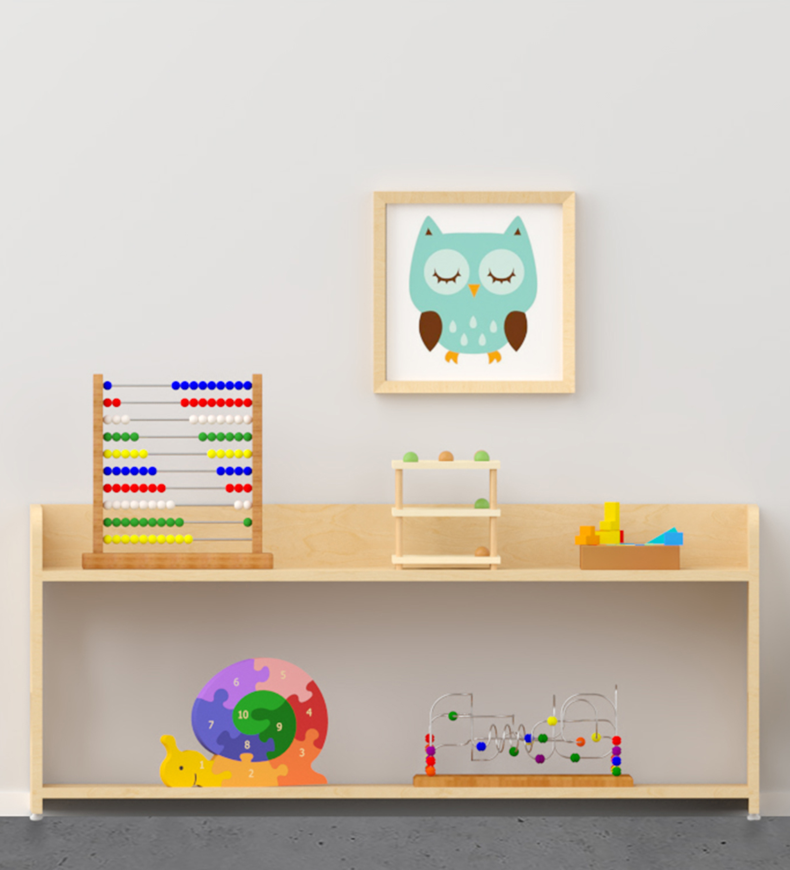 Cream Kids Bookshelf in Natural Finish