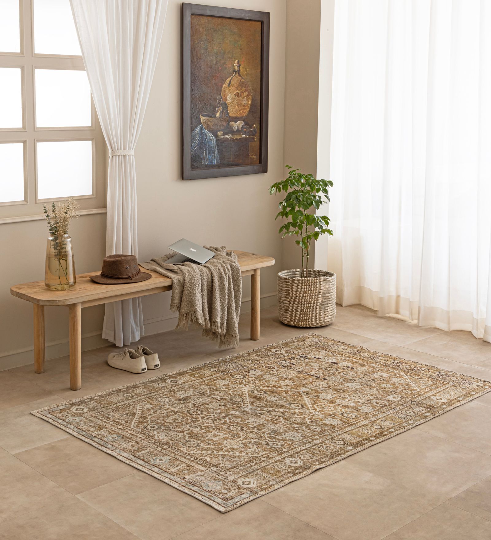 Cream Traditional Hand Woven 6 Ft X 4 Ft  Dhurrie