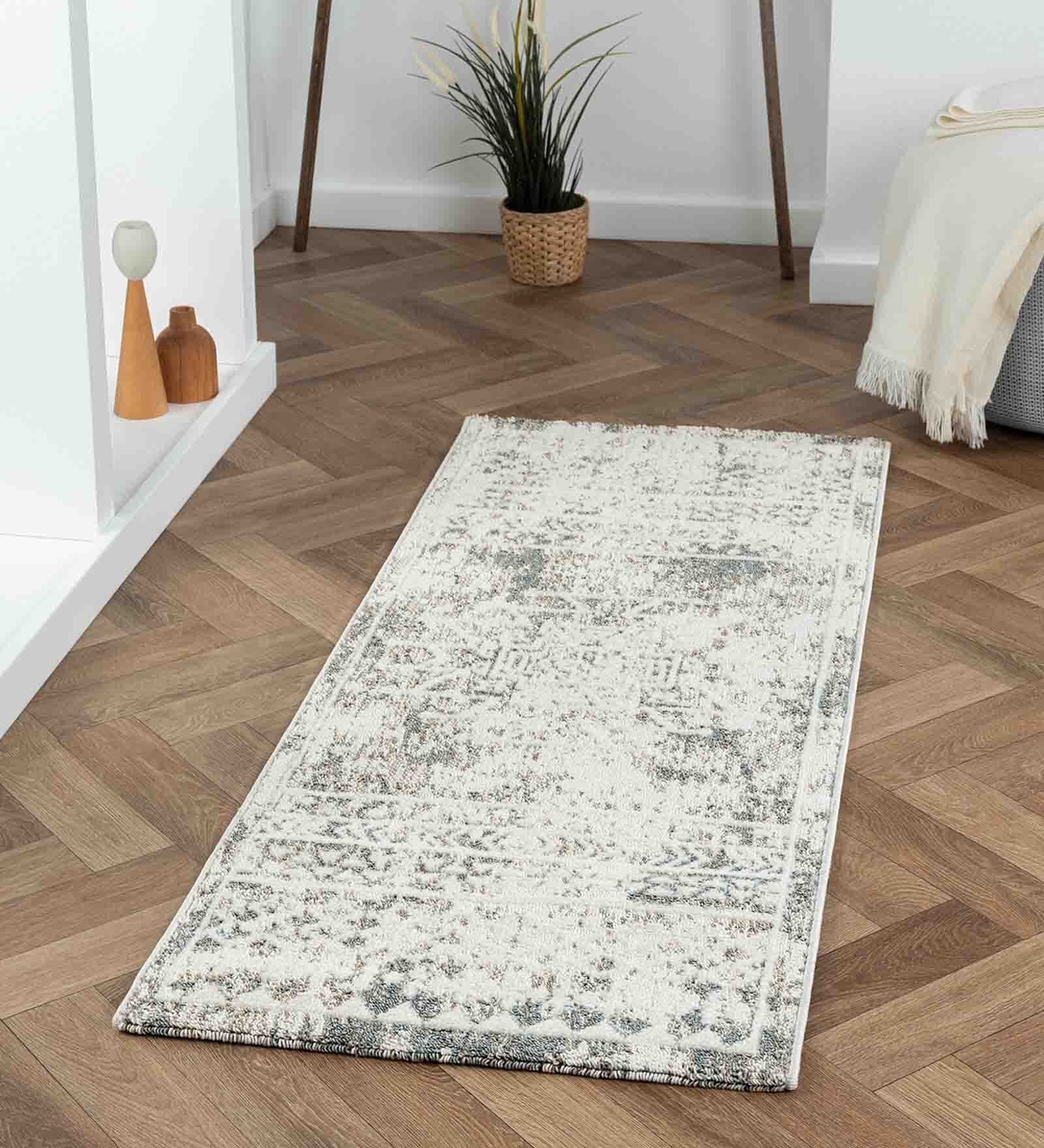 Buy Cream Traditional Polypropylene 59x24 Inches Machine Made Floor ...