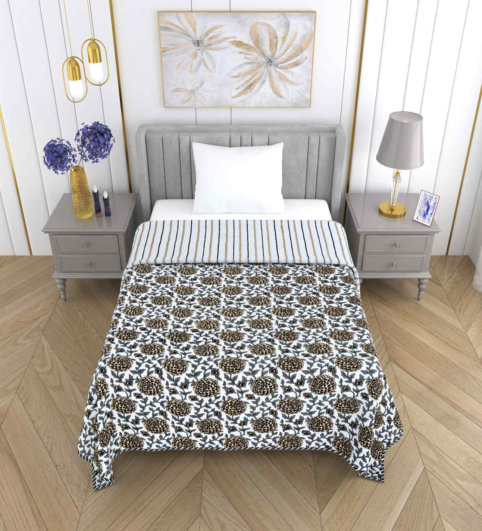 Creame Grey Royal Collection Single Bed Dohar Blanket