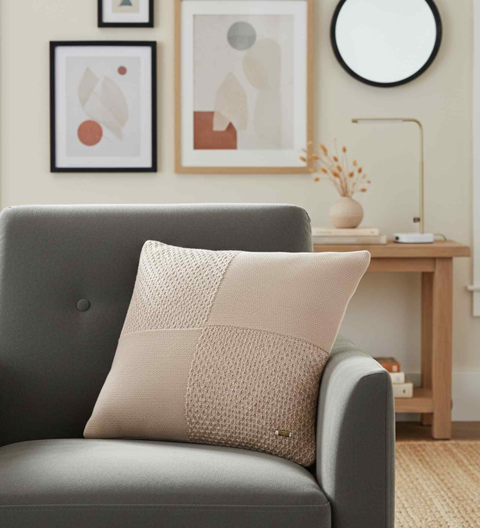 Crepe 100% Cotton Kelly Fusion 18X18 Inches Knitted Cushion Cover