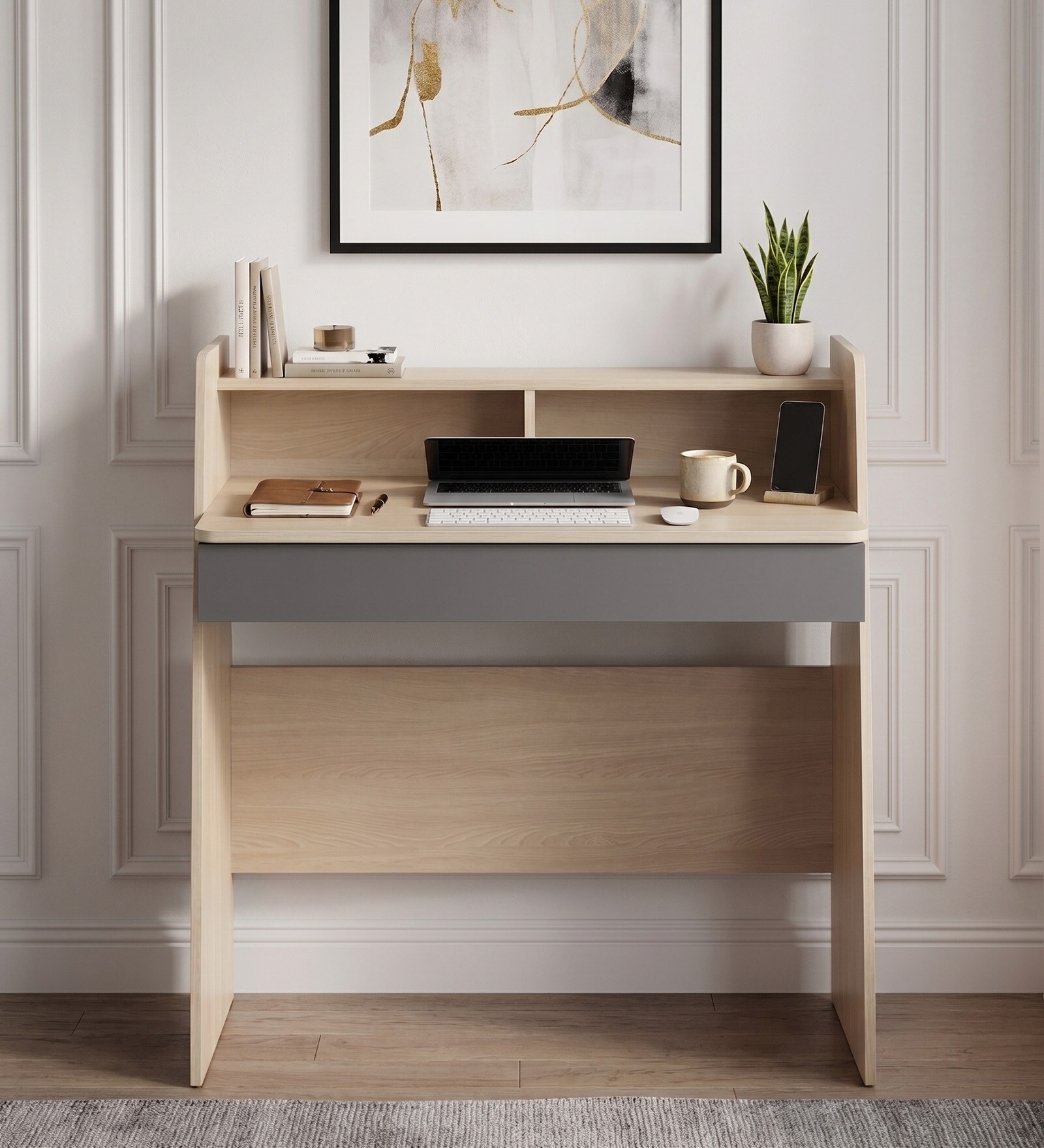 Crescendo Study Table In Light Beige And Grey Finish Crescendo Study Table In Light Beige And Grey Finish