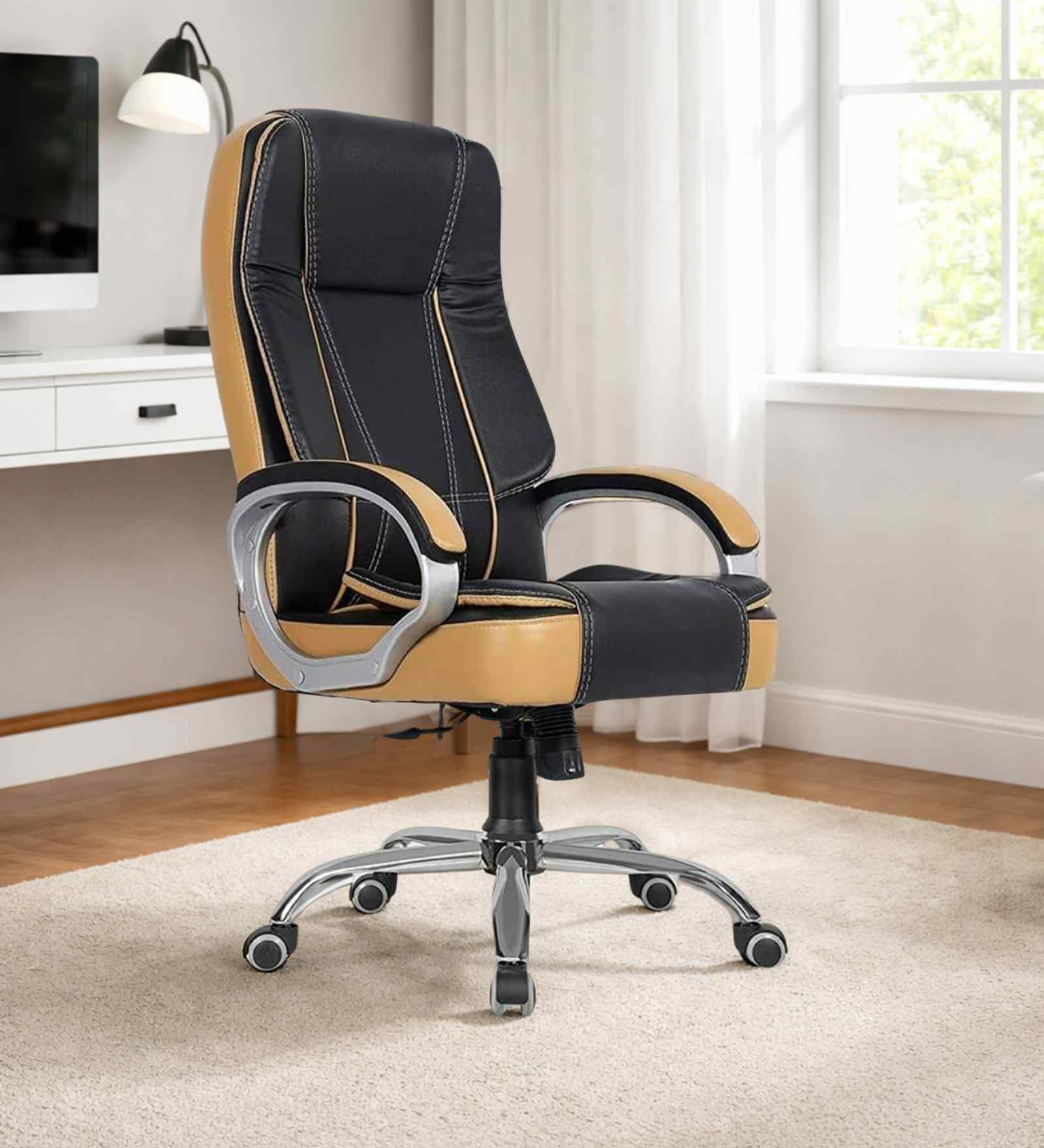 Creta Faux Leather HB Executive Chair In Grey Colour