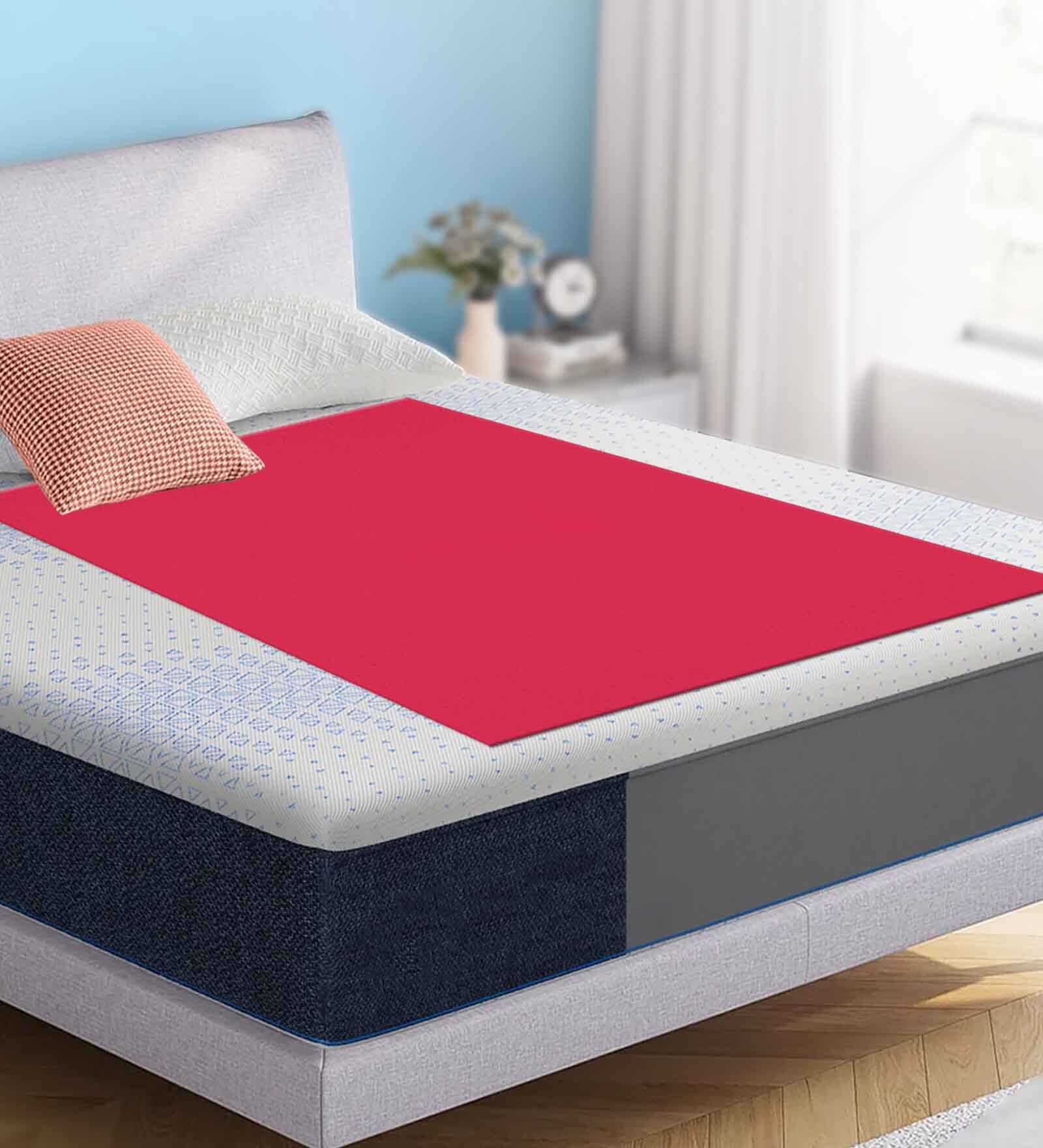 Red Colour Crib Sheet Large Waterproof Reusable Instadry Extra Absorbent Baby Dry Sheet 140X100 Cms ( Dark Pink)