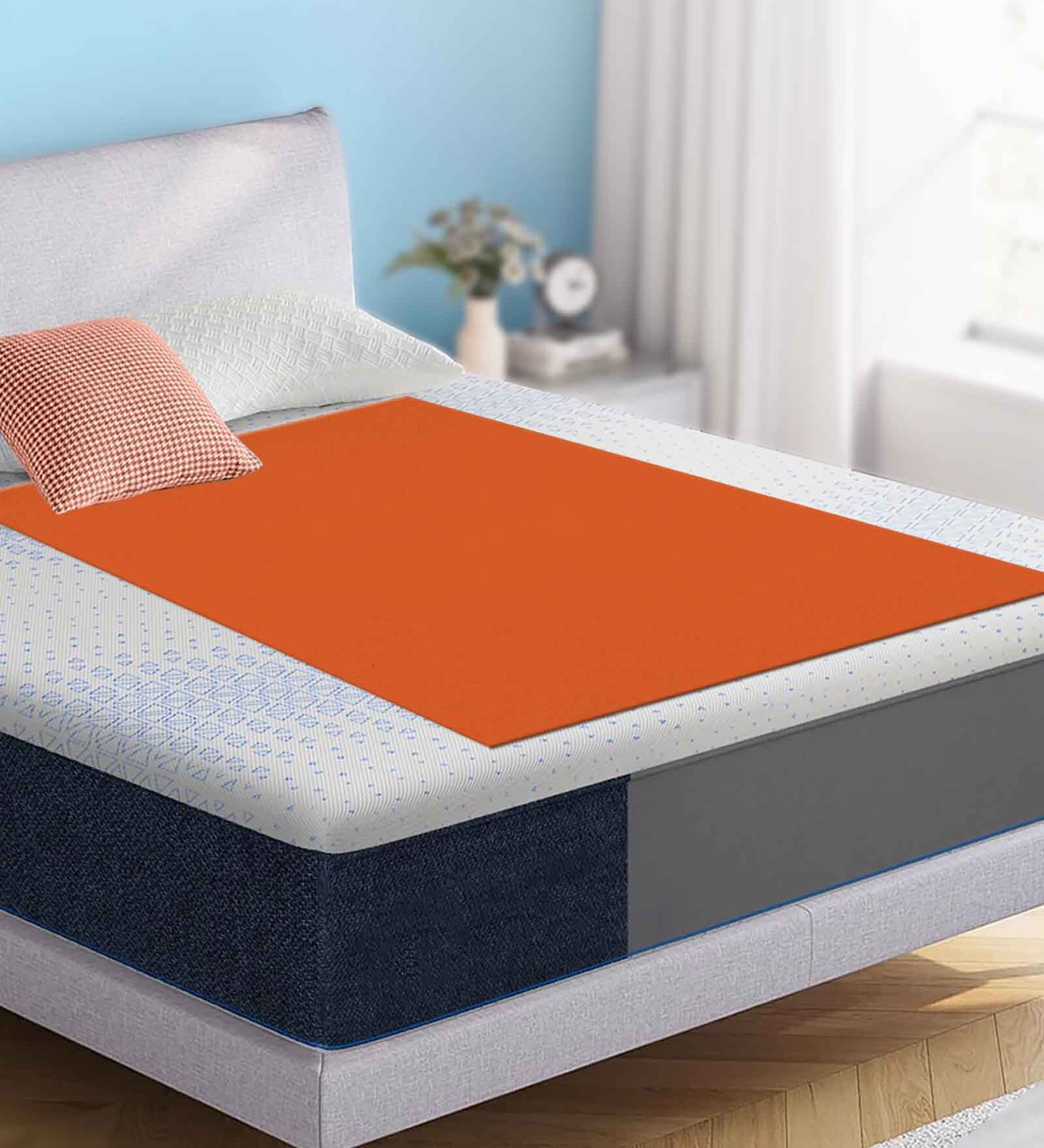 Orange Colour Crib Sheet Medium Waterproof Reusable Instadry Extra Absorbent Baby Dry Sheet 100X70 Cms ( Peach)