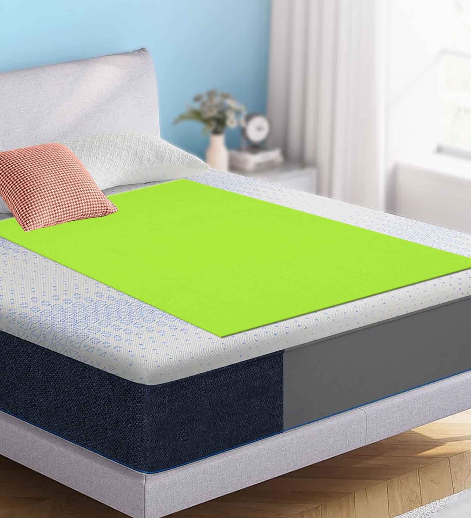 Green Colour Crib Sheet Medium Waterproof Reusable Instadry Extra Absorbent Baby Dry Sheet 100X70 Cms ( Pista Green)