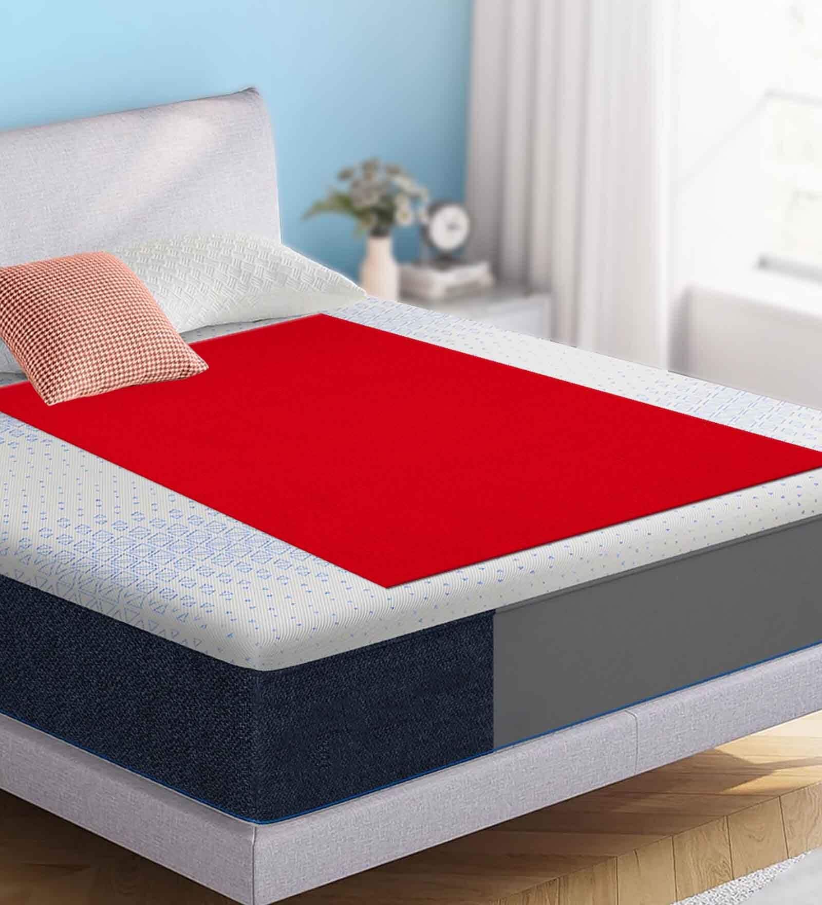 Orange Colour Crib Sheet Medium Waterproof Reusable Instadry Extra Absorbent Baby Dry Sheet 100X70 Cms ( Red)