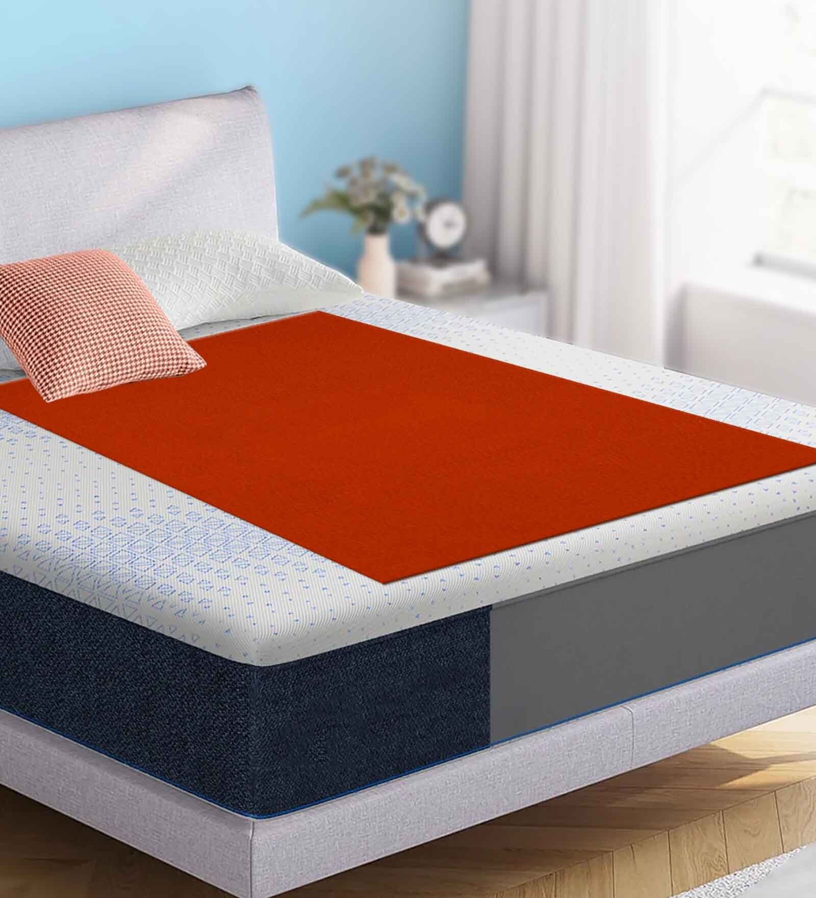 Orange Colour Crib Sheet Medium Waterproof Reusable Instadry Extra Absorbent Baby Dry Sheet 100X70 Cms ( Rust)