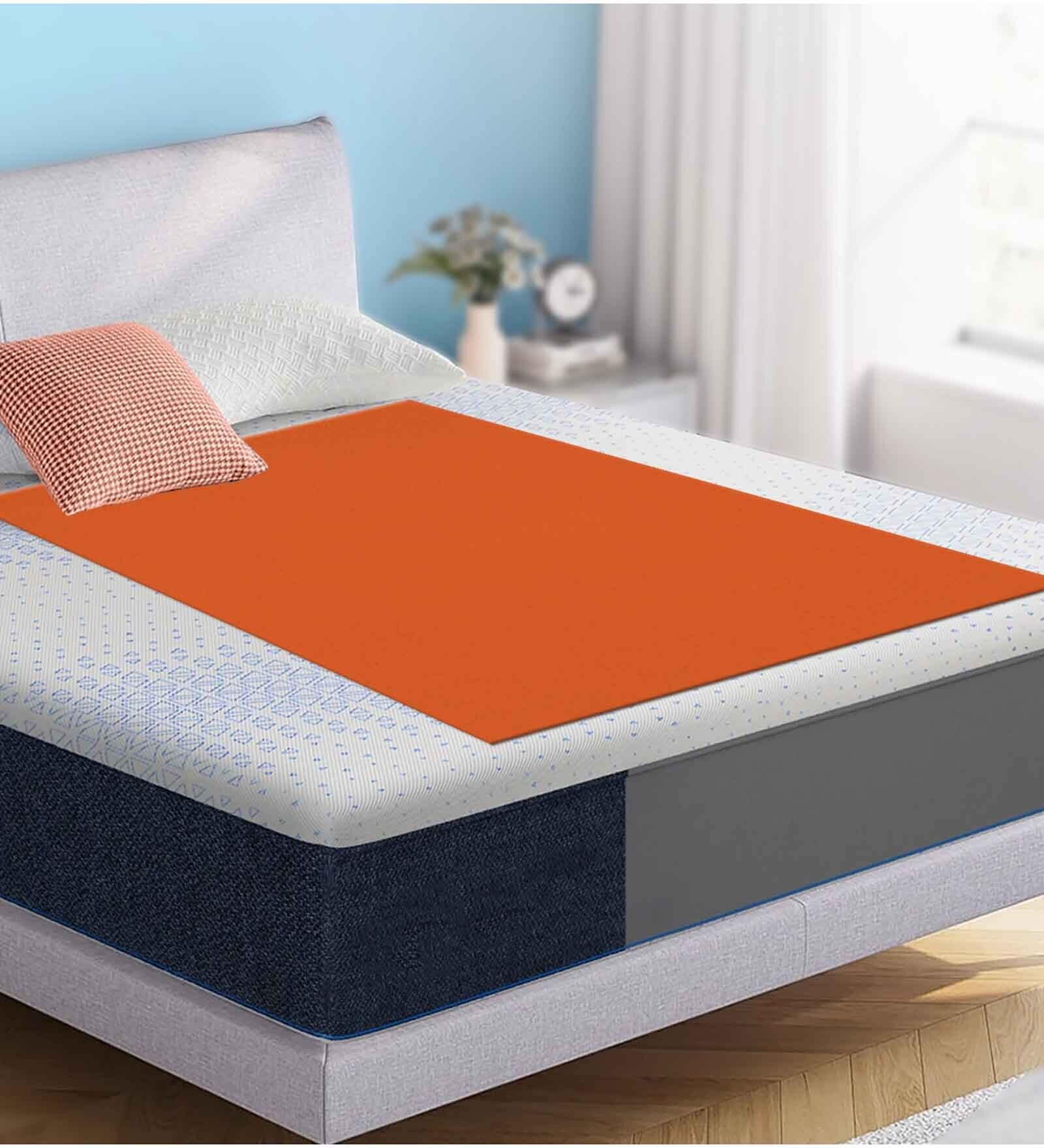 Orange Colour Crib Sheet Single Bed Waterproof Reusable Instadry Extra Absorbent Baby Dry Sheet 220X140 Cms ( Peach)