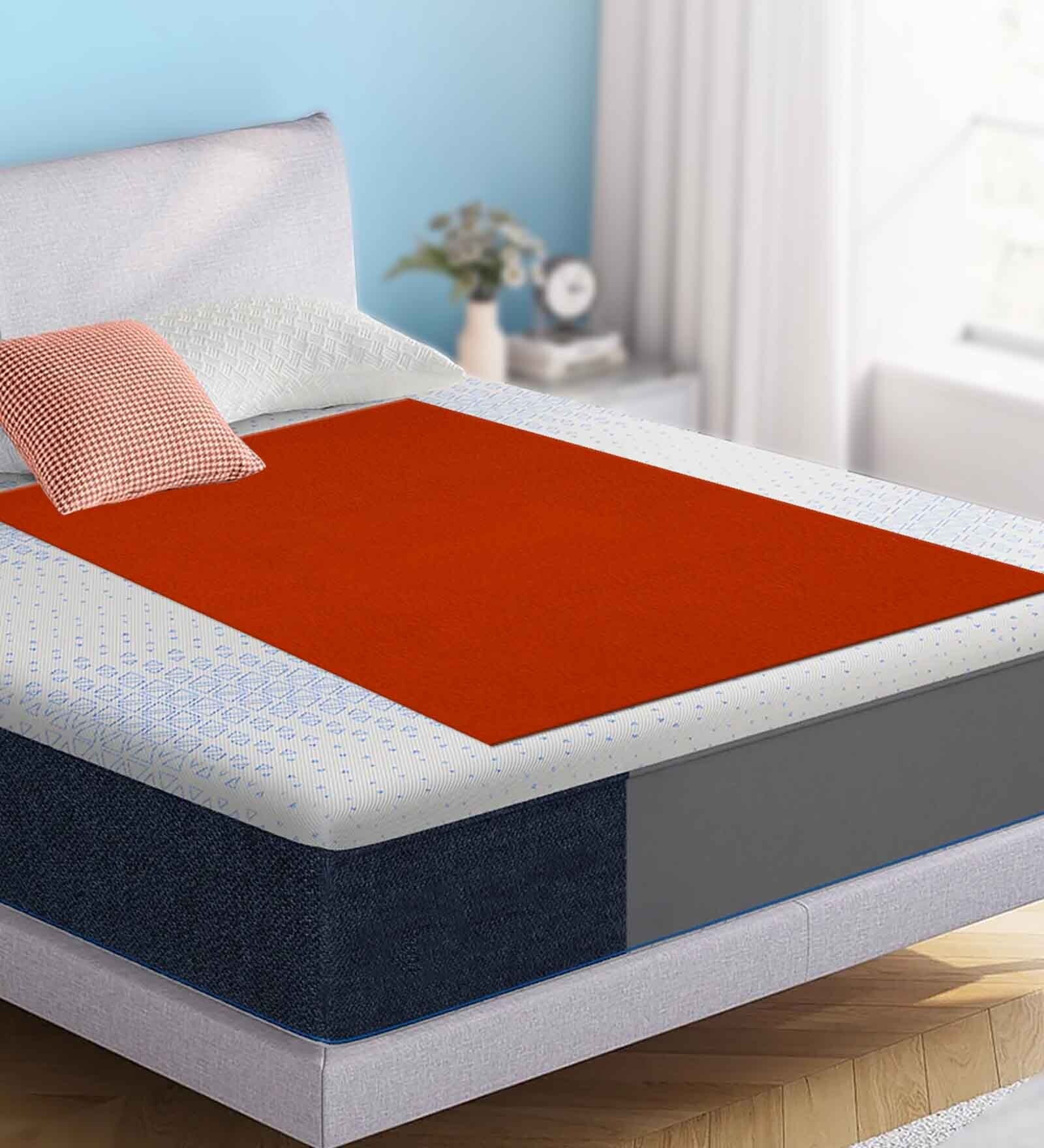 Orange Colour Crib Sheet Small Waterproof Reusable Instadry Extra Absorbent Baby Dry Sheet 50X70 Cms ( Rust)