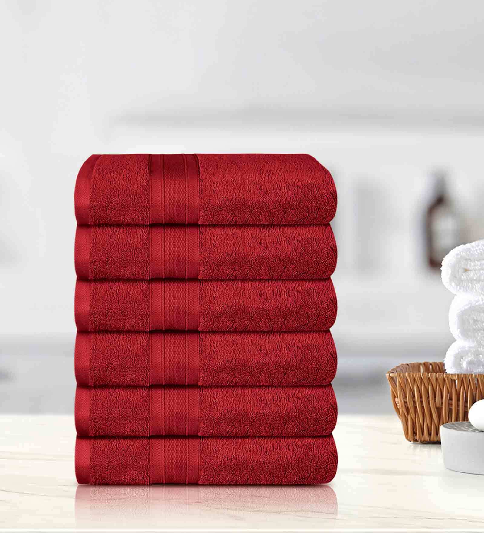 Crimson 500 GSM 100% Cotton Face Towel (Set of 6)
