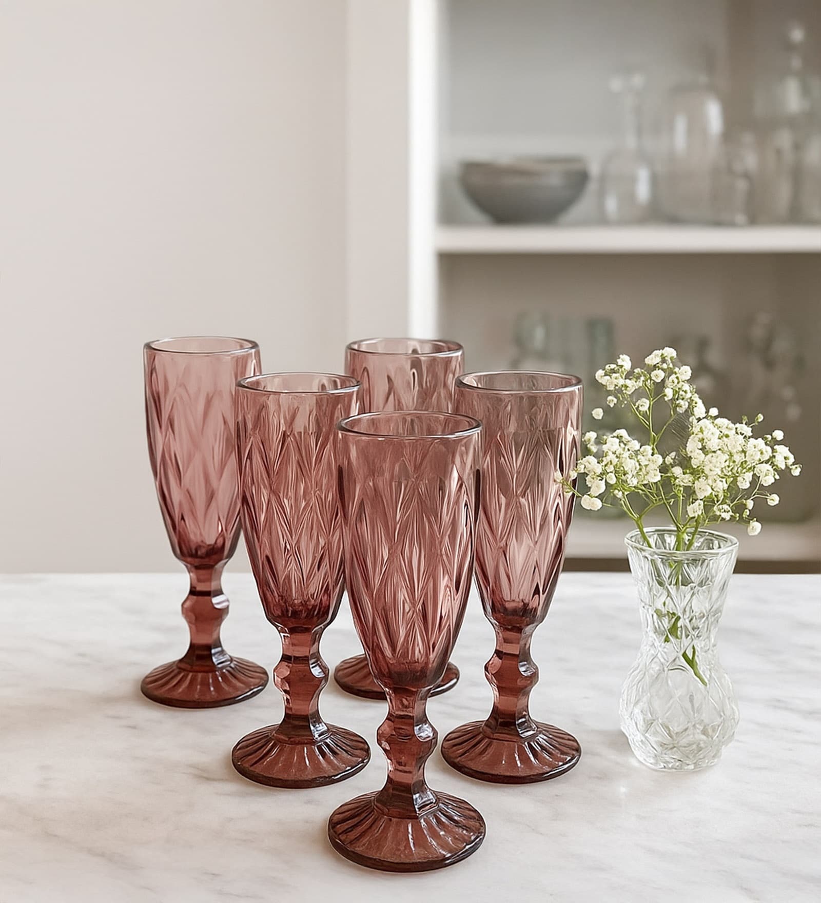 Criss Purple Stem Glass Set Of 6