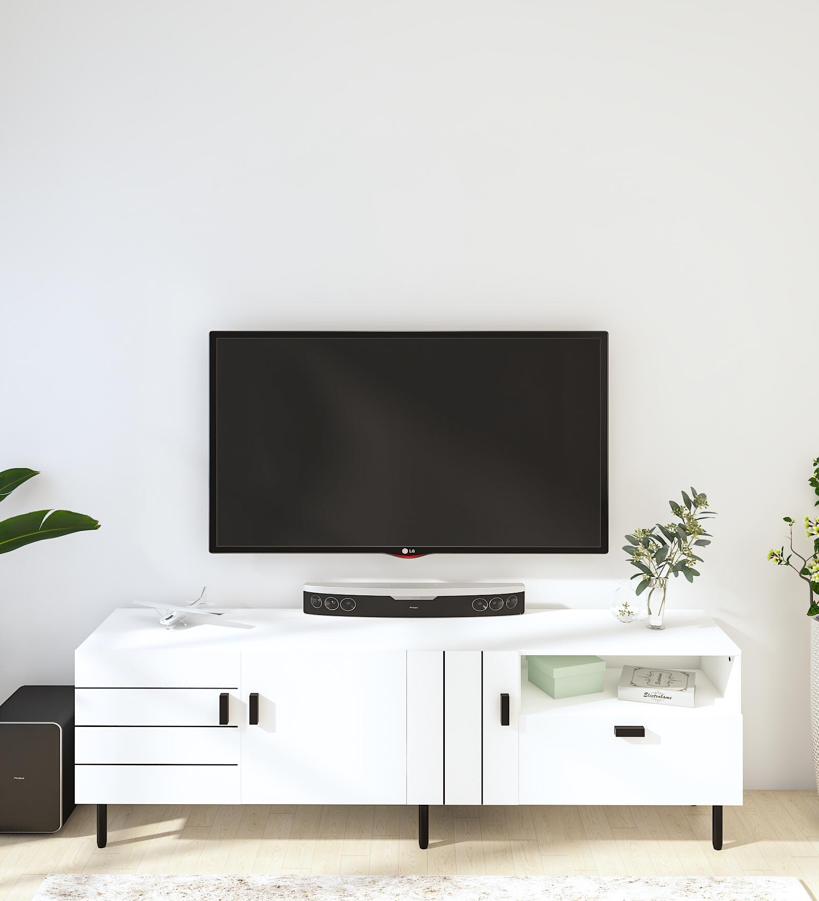 Cristina In White Finish For TVs Up To 55"