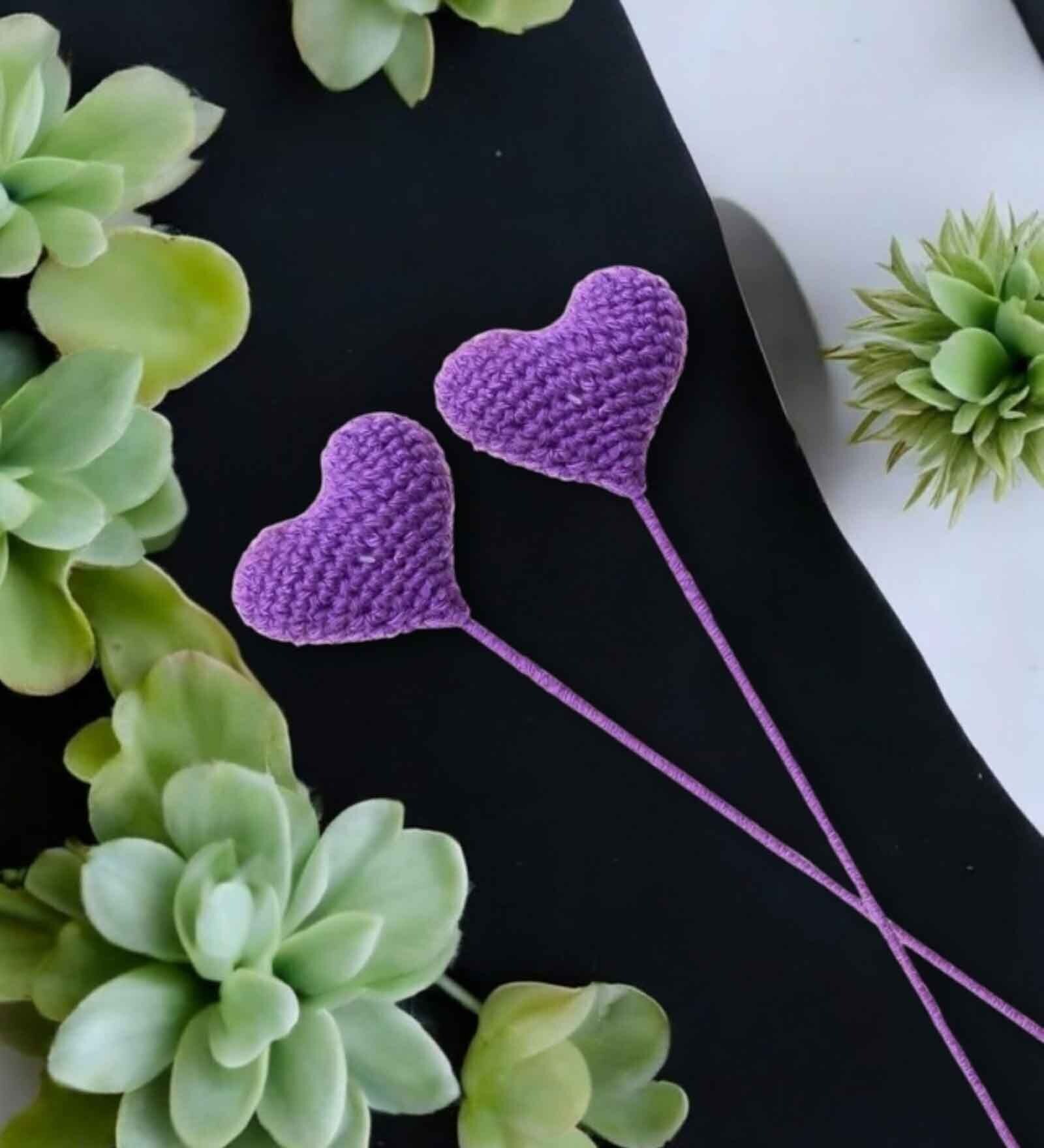 Buy Crochet Purple Heart Shaped Love Sticks Valentine Day Gift at 50% ...