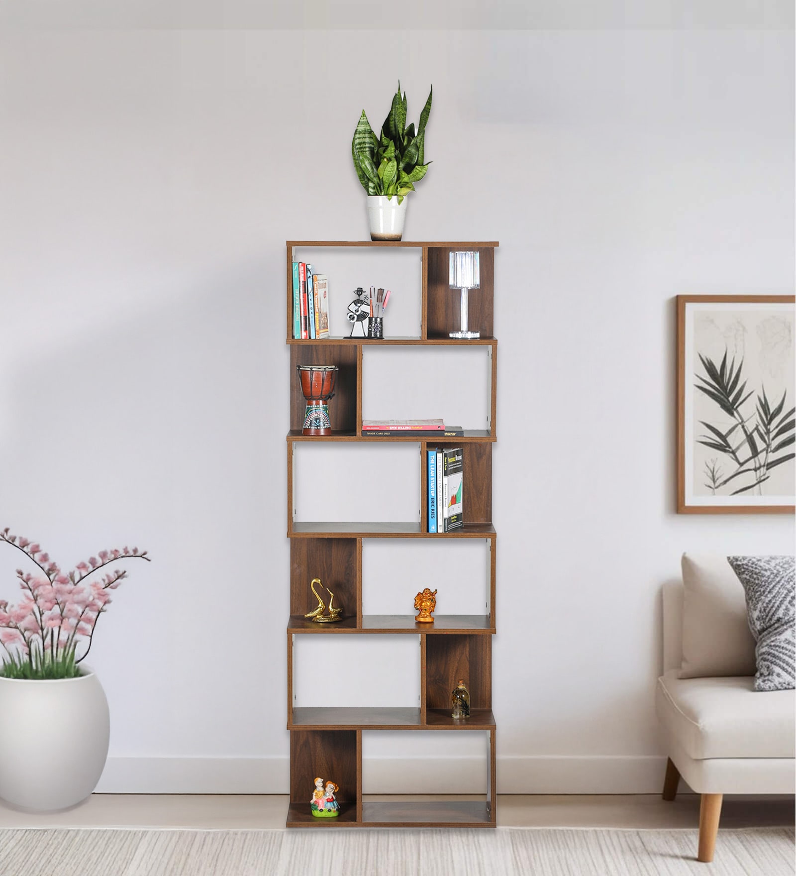 Teshio Bookshelf In Columbian Walnut Finish