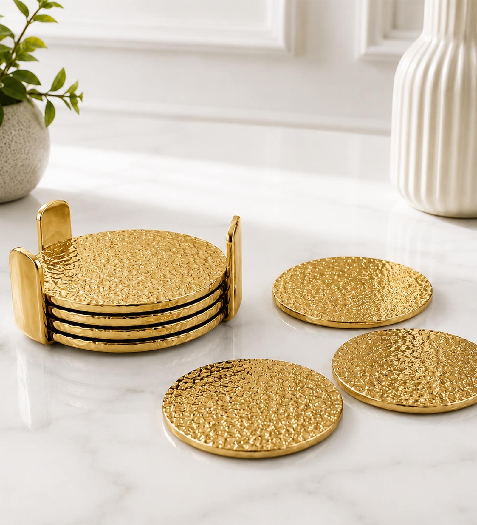 Gold Crumbled Coaster Set Of 4