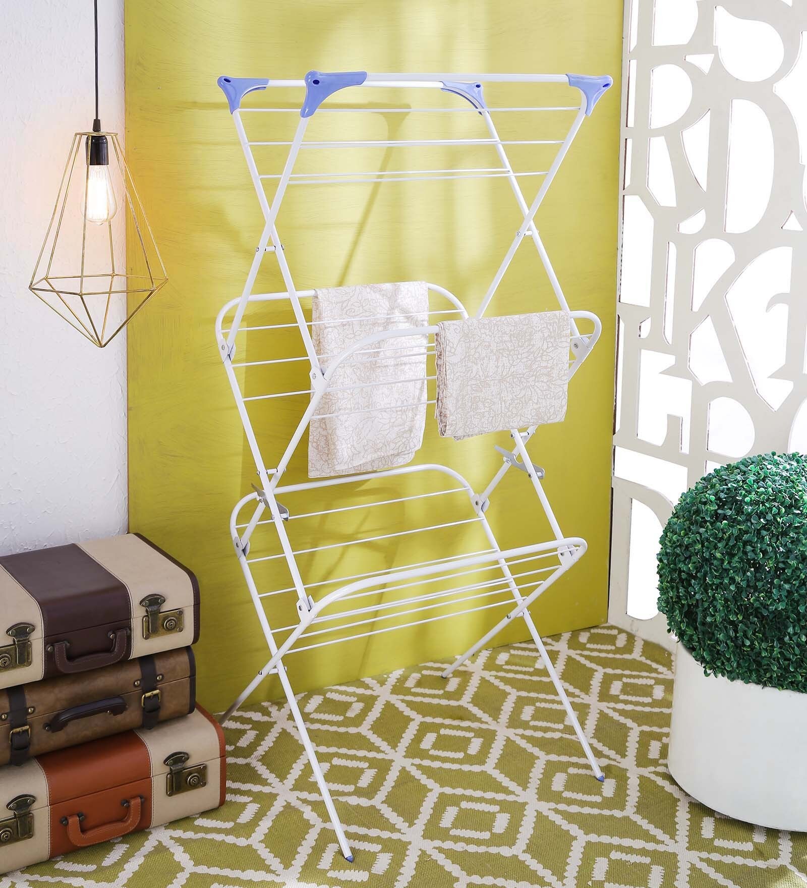 Steel Floor Rested Cloth Drying Stand (Length: 24 Inches)