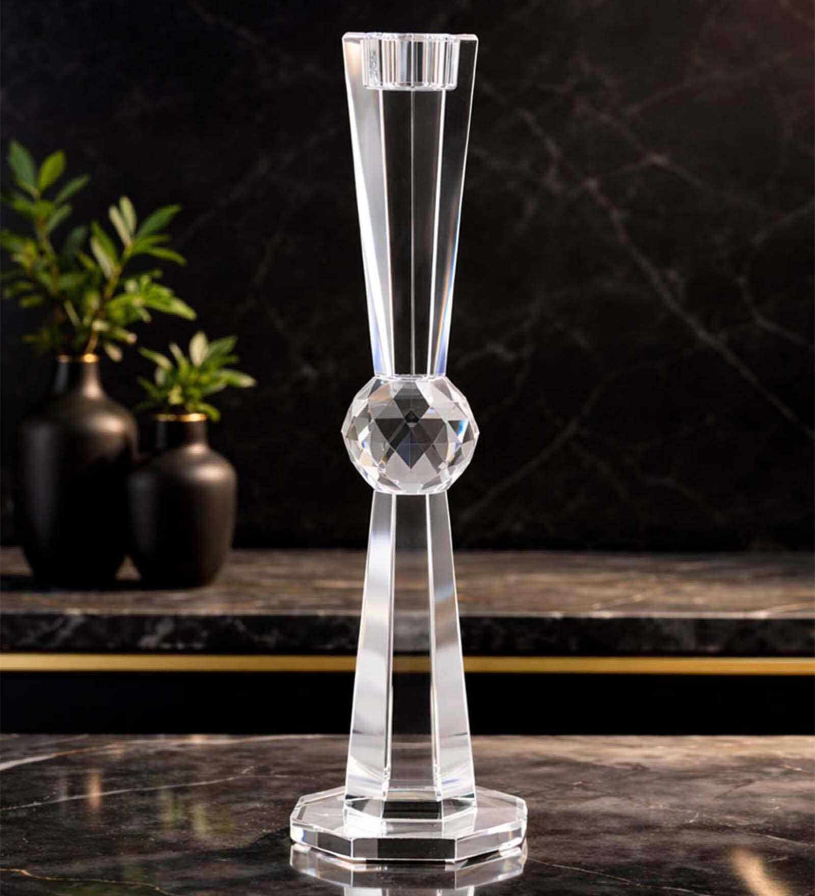 Crystal Central Orb Transparent Candle Stand